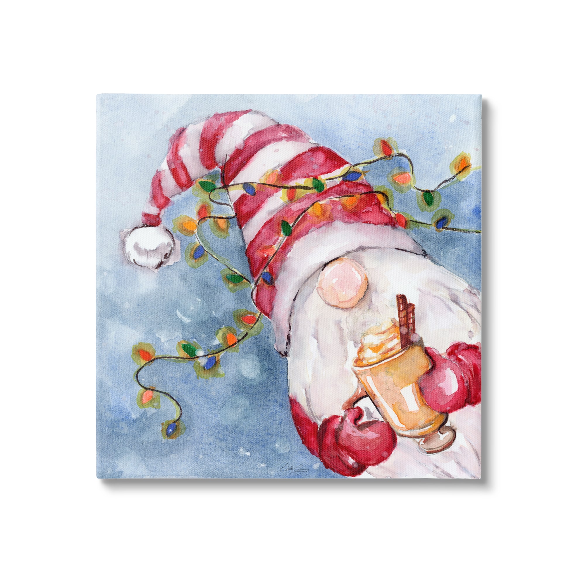 Stupell Industries Santa Gnome Holiday Lights Canvas Wall Art