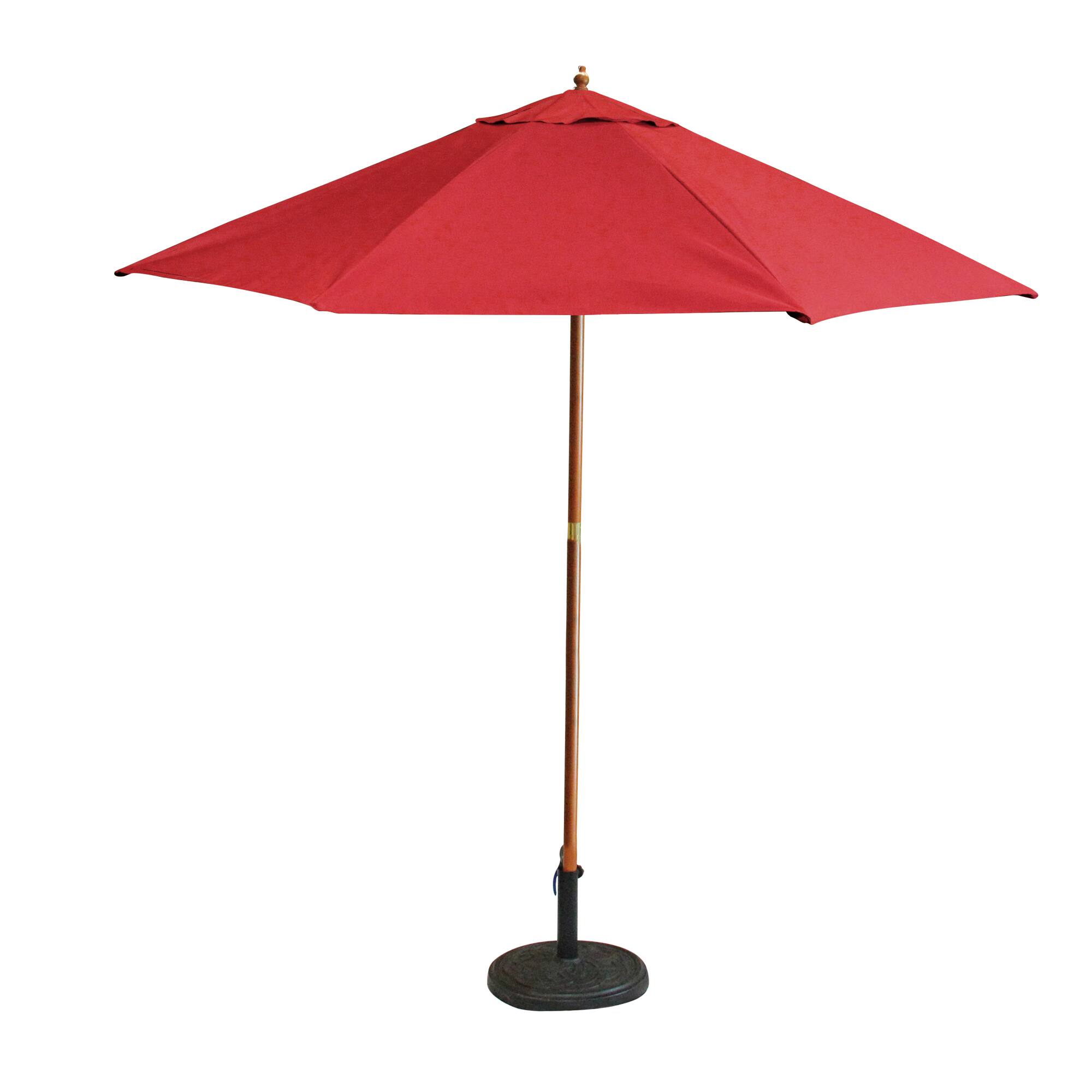 9ft. Red & Cherry Wood Outdoor Patio Market Umbrella