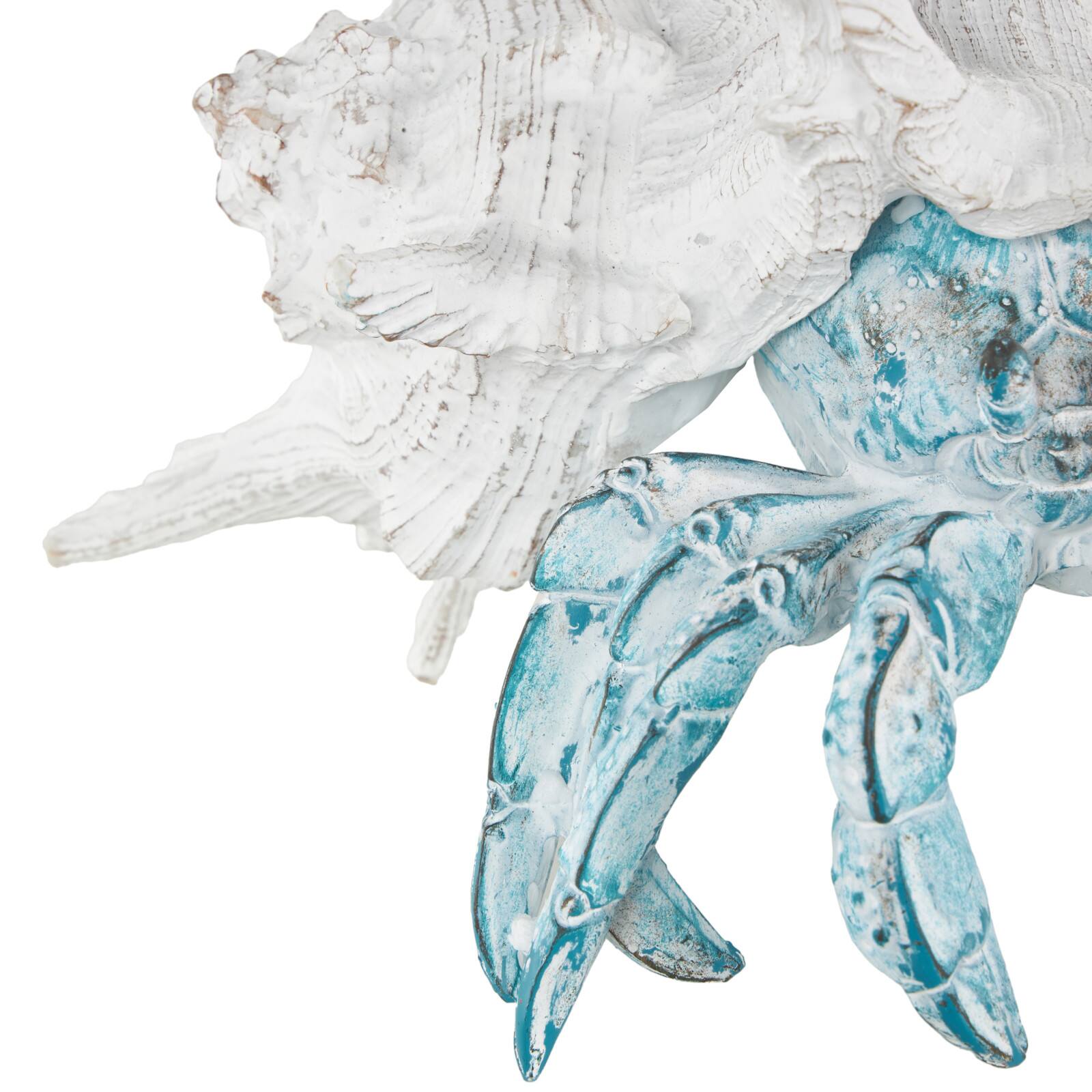 9" Polystone Crab Textured Decorative Sculpture with White Shell