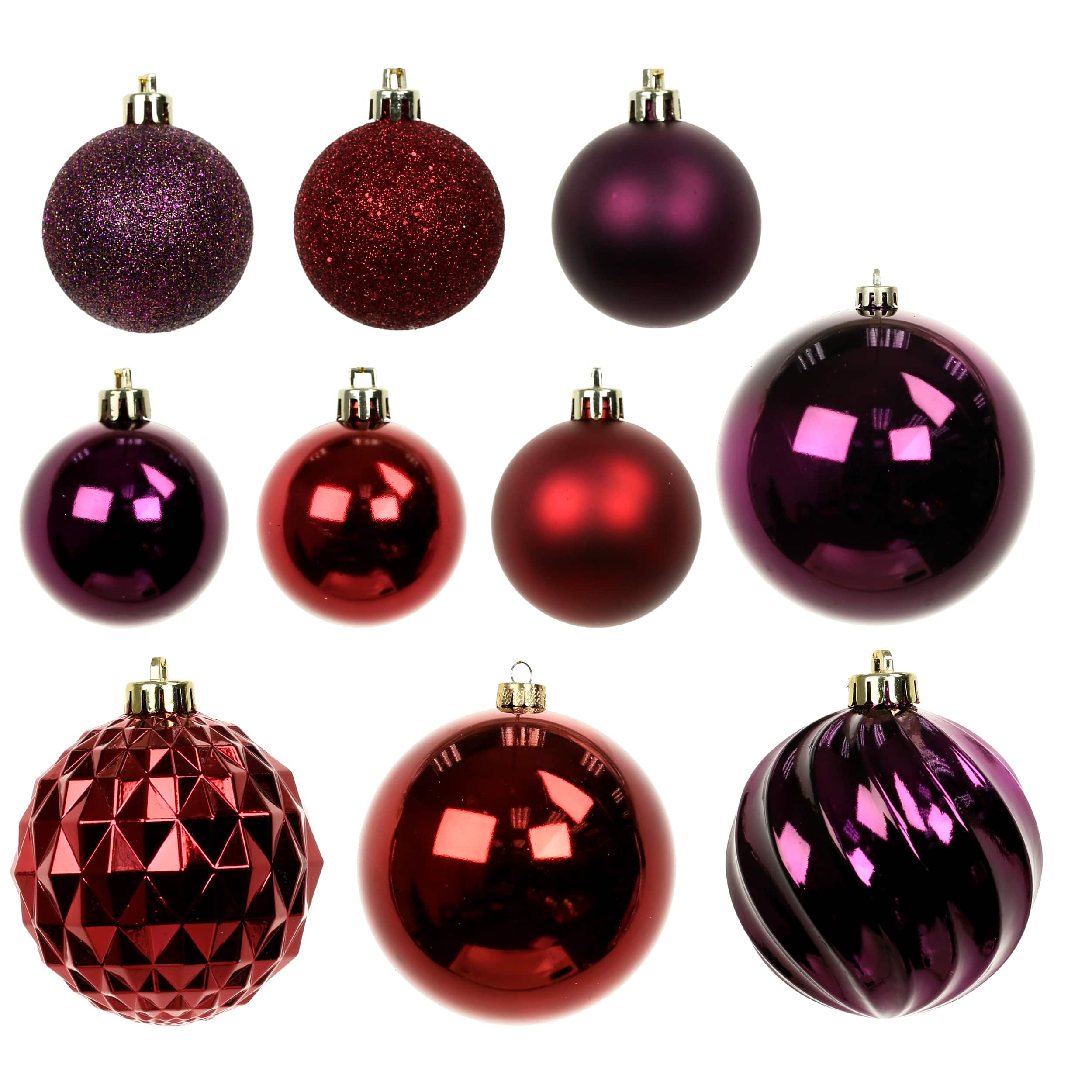 44 Pack 44mm &#x26; 120mm Dark Red Shatterproof Ball Ornaments by Ashland&#xAE;