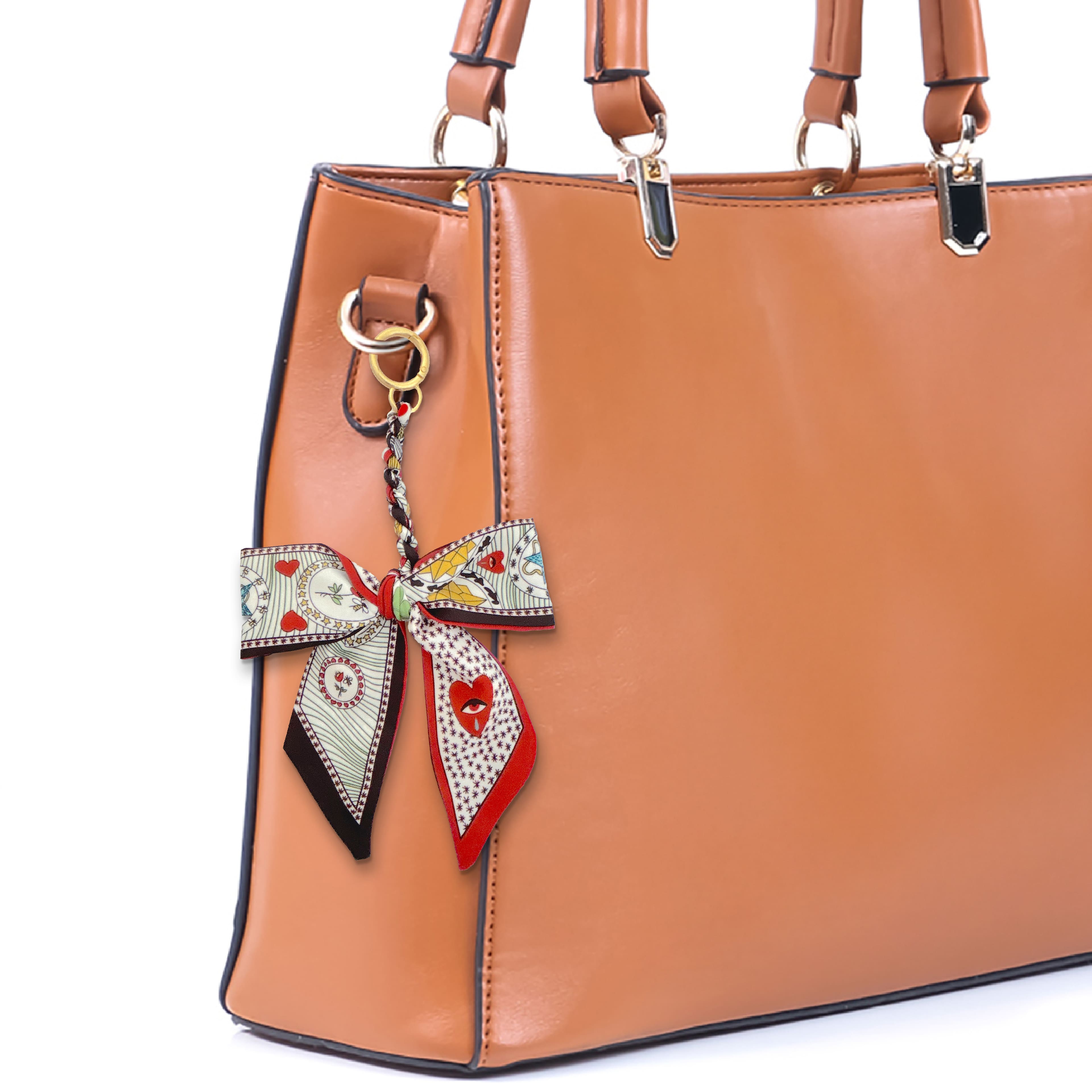 Blue Moon Studio&#x2122; Red Hearts &#x26; Bees Print Bow Bag Charm
