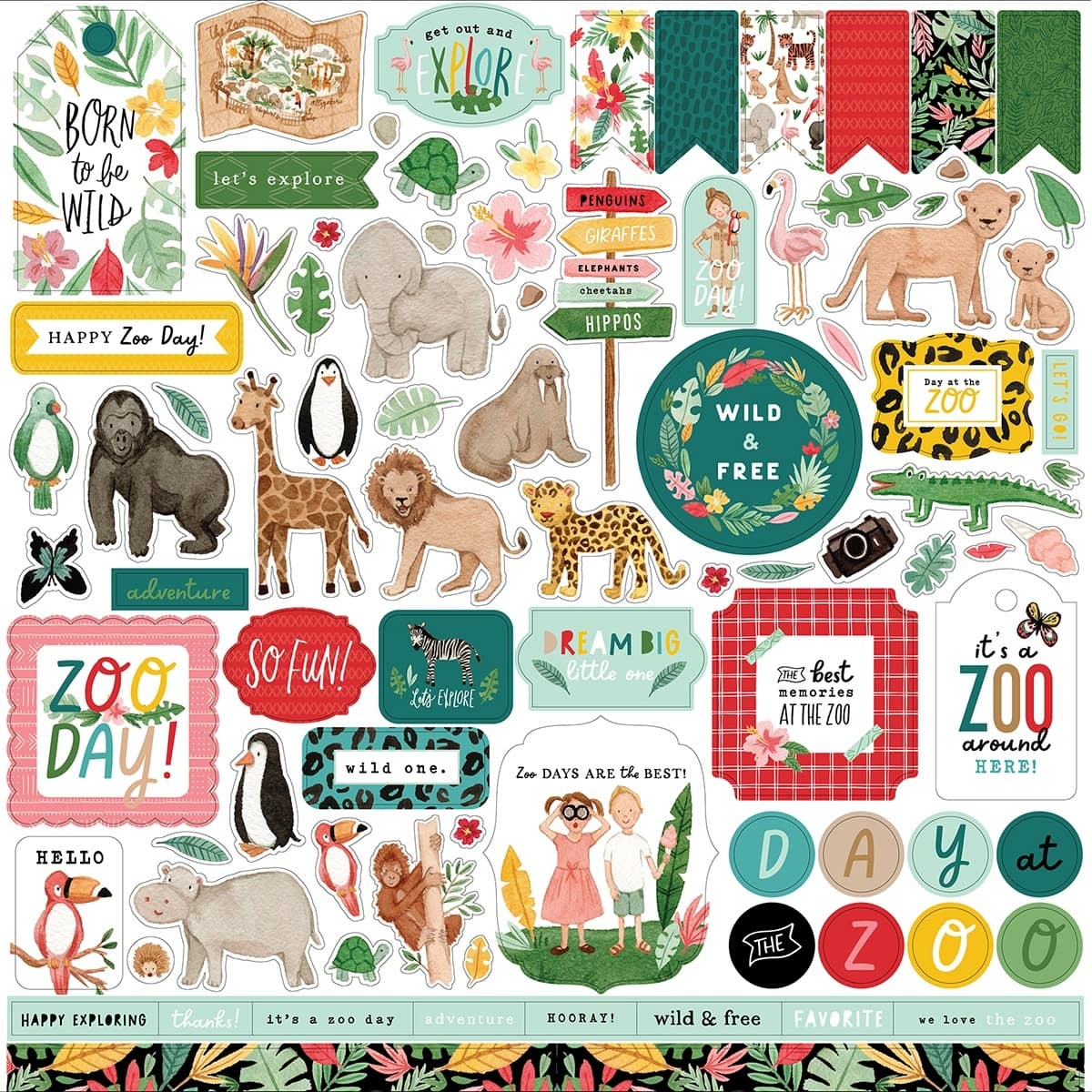 Echo Park&#x2122; Paper Co. Elements Animal Kingdom Cardstock Stickers, 5 Sheets