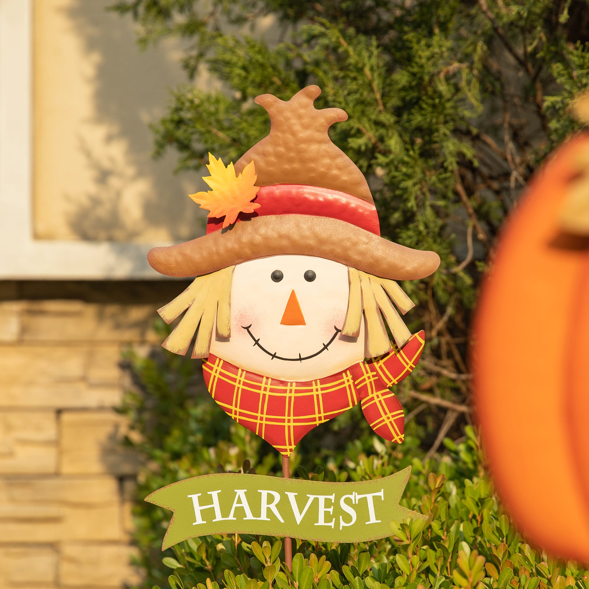 Glitzhome&#xAE; 3ft. Fall Metal Scarecrow &#x26; Pumpkin Yard Stake, 2ct.