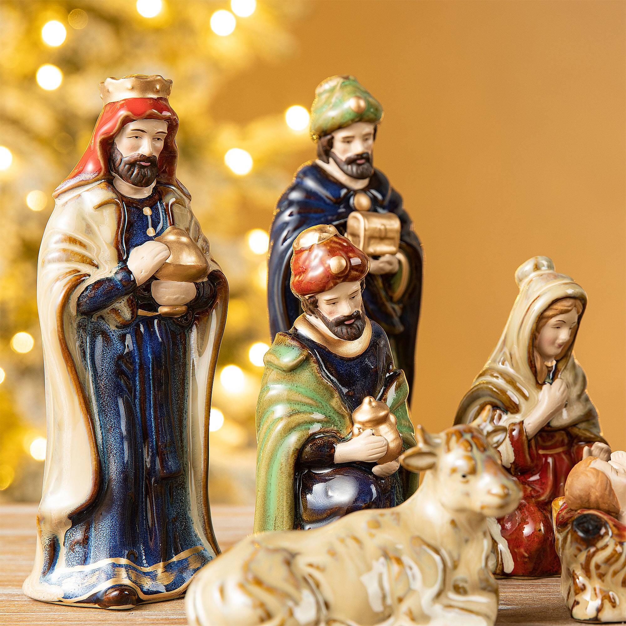 Glitzhome&#xAE; Multicolor Ceramic Nativity Figurine Set