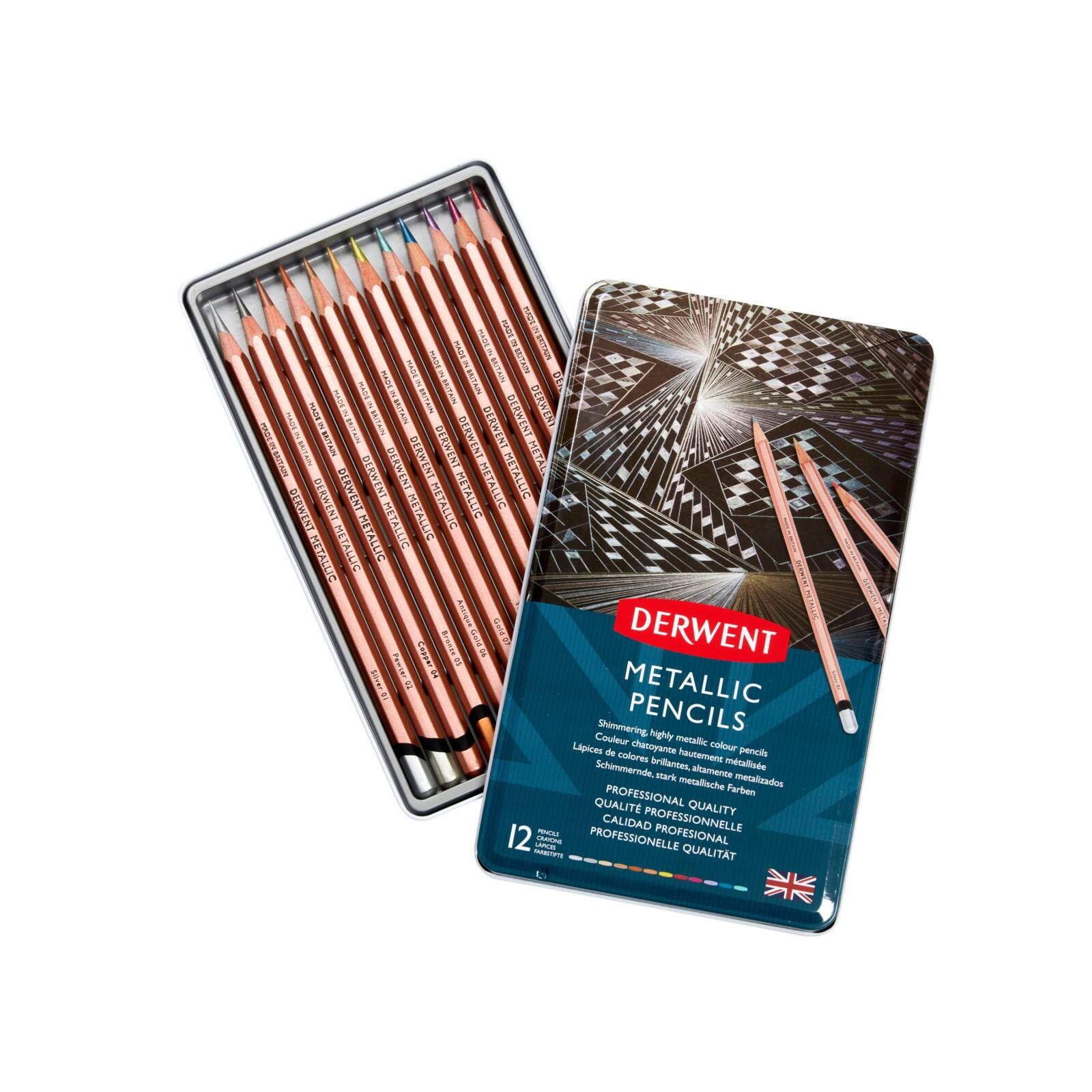 Derwent&#xAE; 12 Color Metallic Pencil Tin