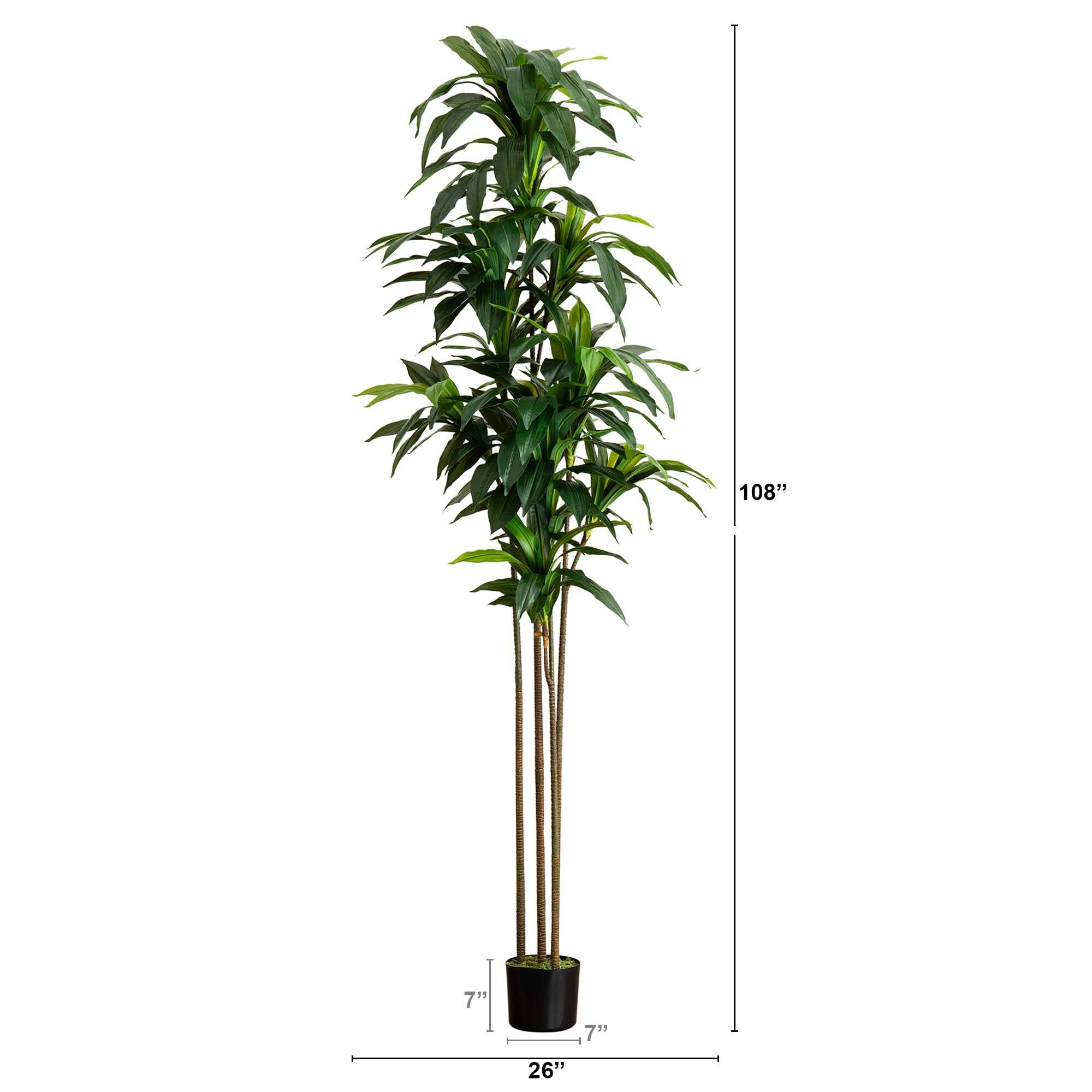 9ft. Potted Green Artificial Dracaena Tree with Real Touch Leaves
