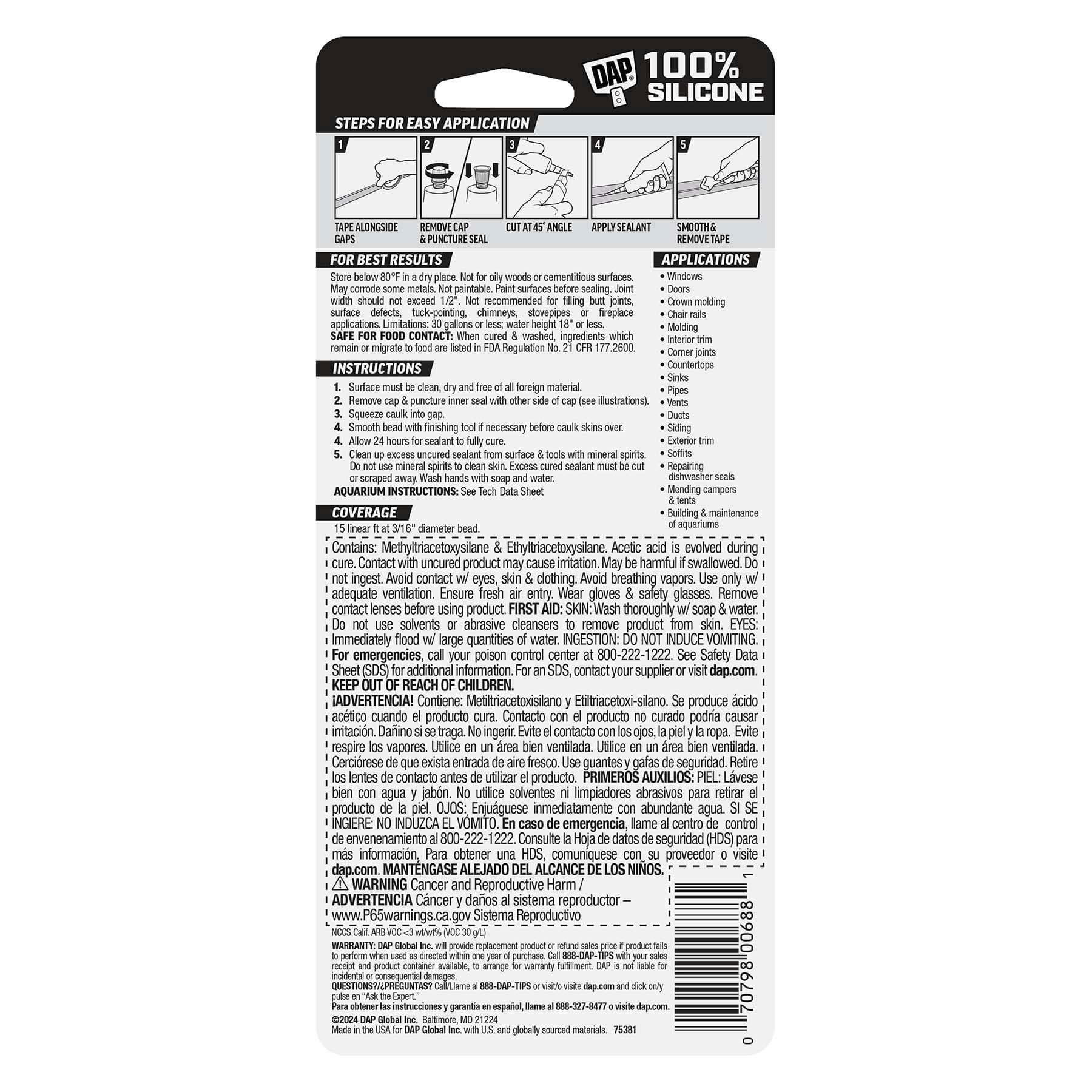 DAP® 2.75oz. Silicone All-Purpose Adhesive Sealant