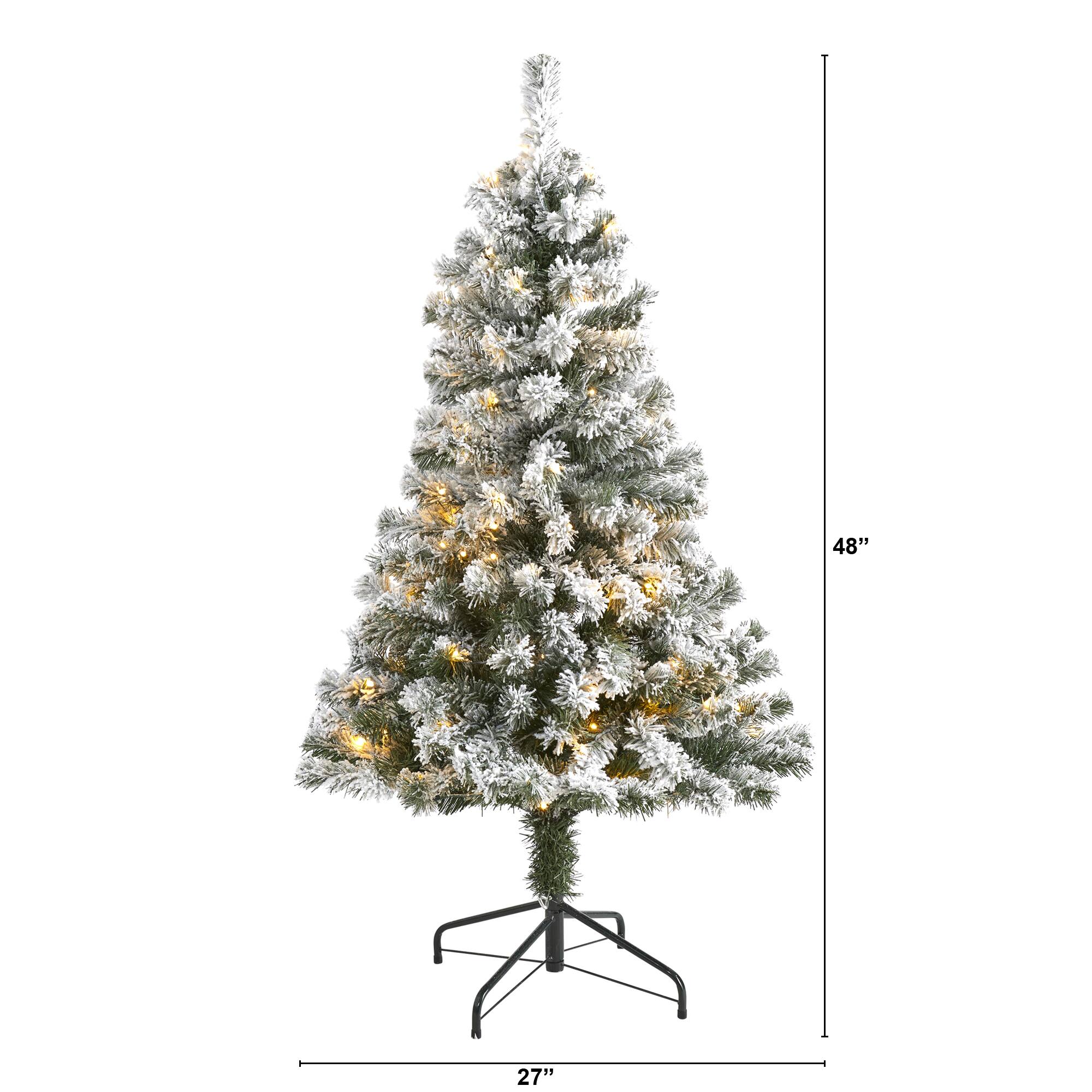 4ft. Pre-Lit Flocked West Virginia Fir Artificial Christmas Tree, Clear LED Lights