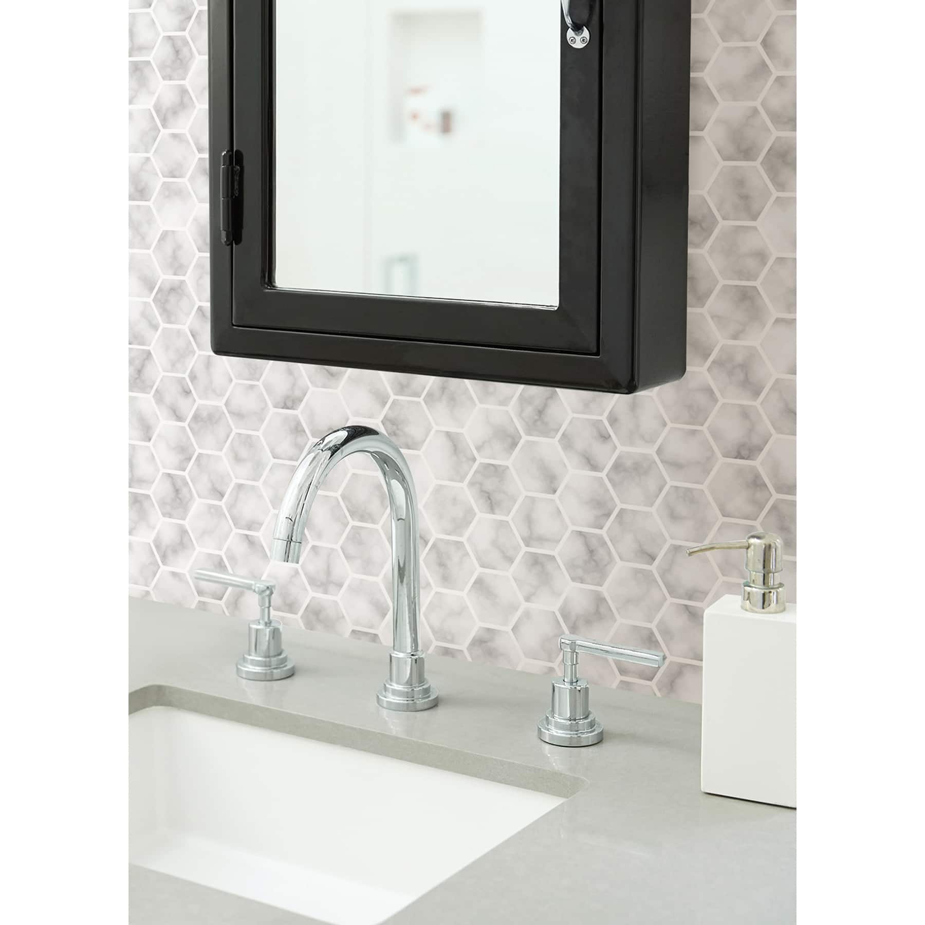 InHome Hexagon Marble Peel & Stick Backsplash Tiles