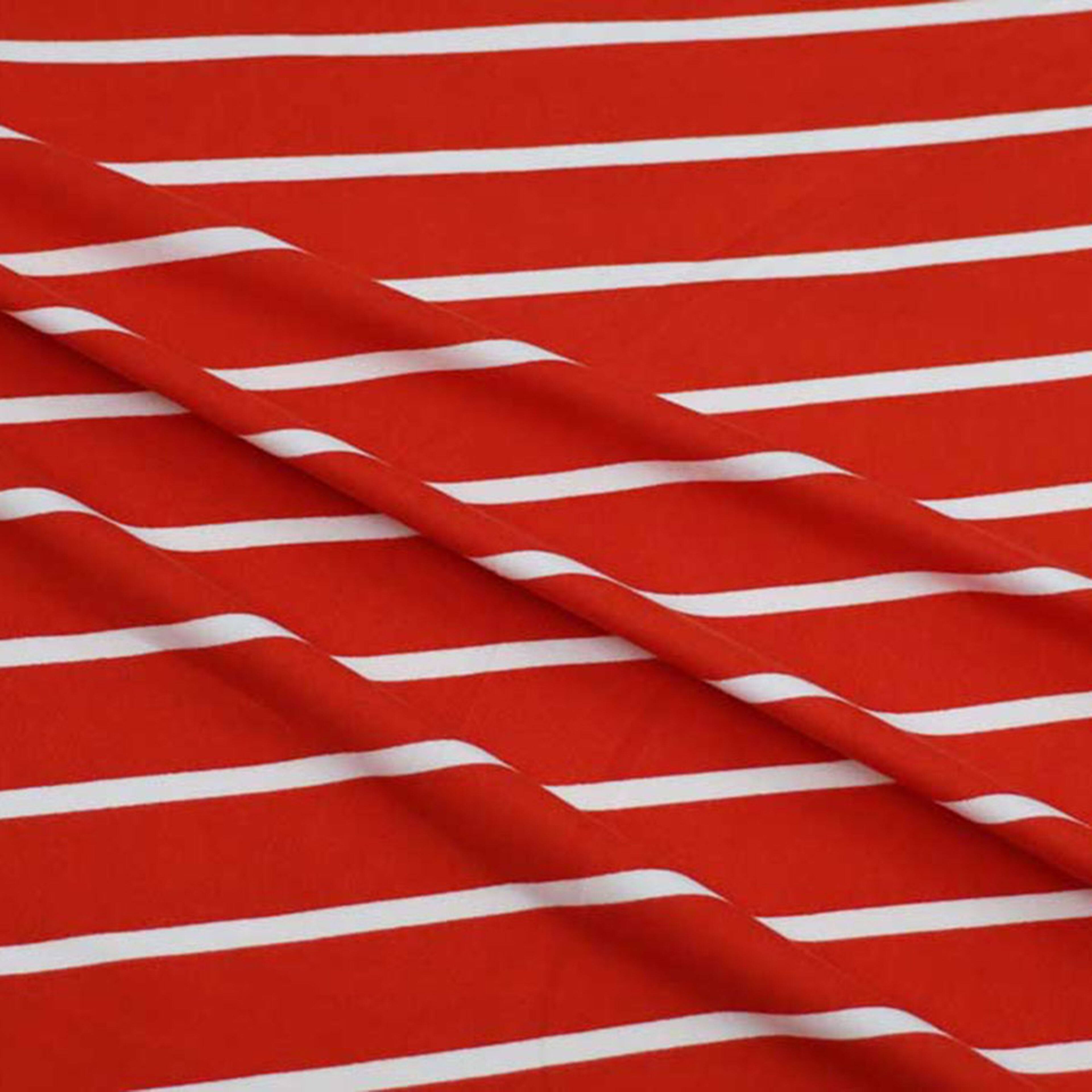 Fabric Merchants White Stripes on Red Double Brushed 4-Way Stretch Fabric