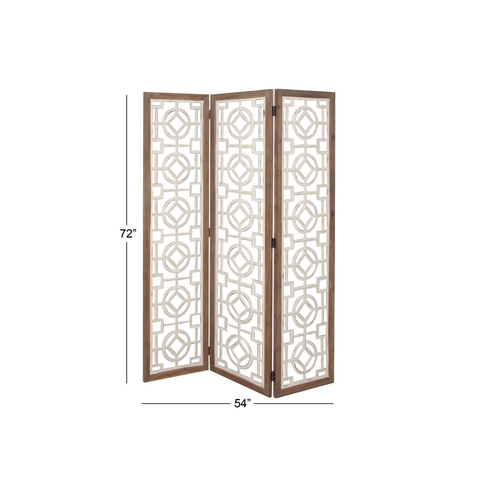 White Wood Farmhouse Room Divider Screen, 72&#x22; x 54&#x22; x 1&#x22;