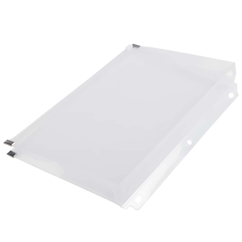 JAM Paper 6" x 9.5" Clear Plastic Zip Closure 3-Hole Punch Envelopes, 12ct.