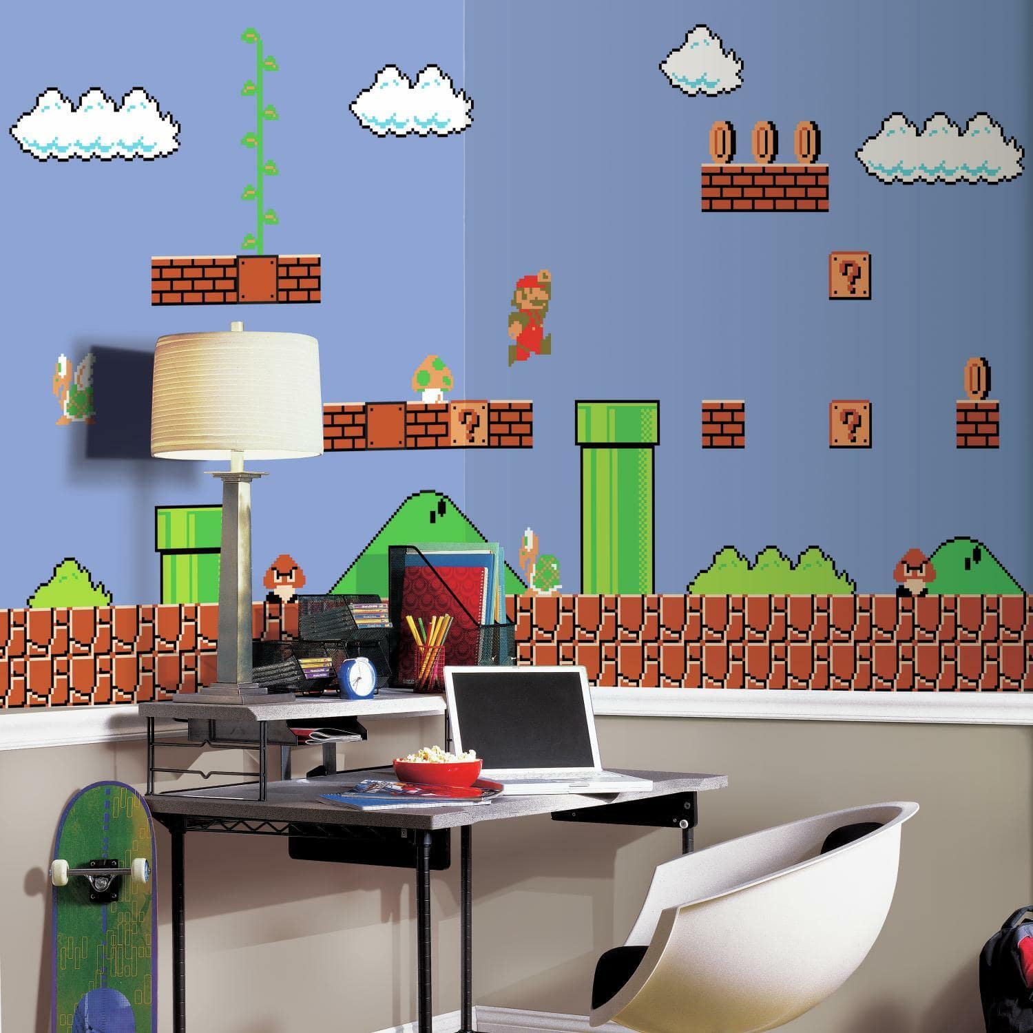 RoomMates Super Mario&#x2122; Retro XL Chair Rail Prepasted Mural