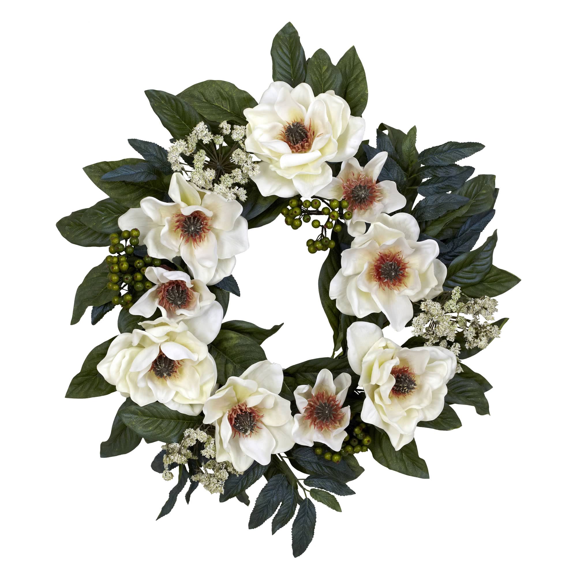 22&#x22; White Magnolia Wreath