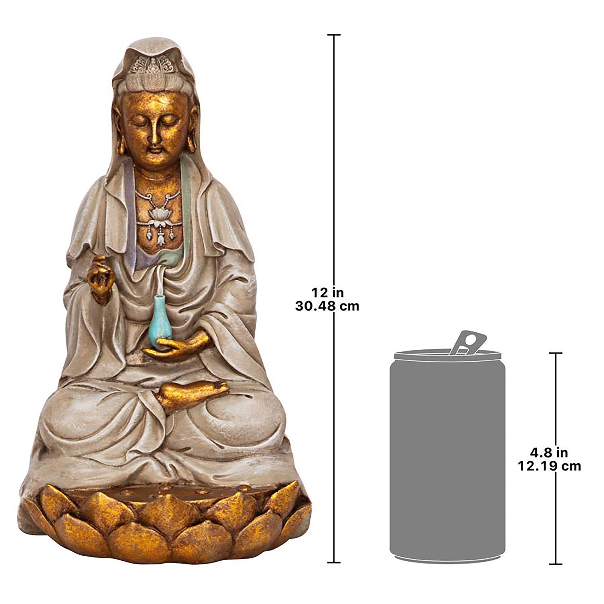Design Toscano 12" Goddess Guan Yin Seated on a Lotus Statue