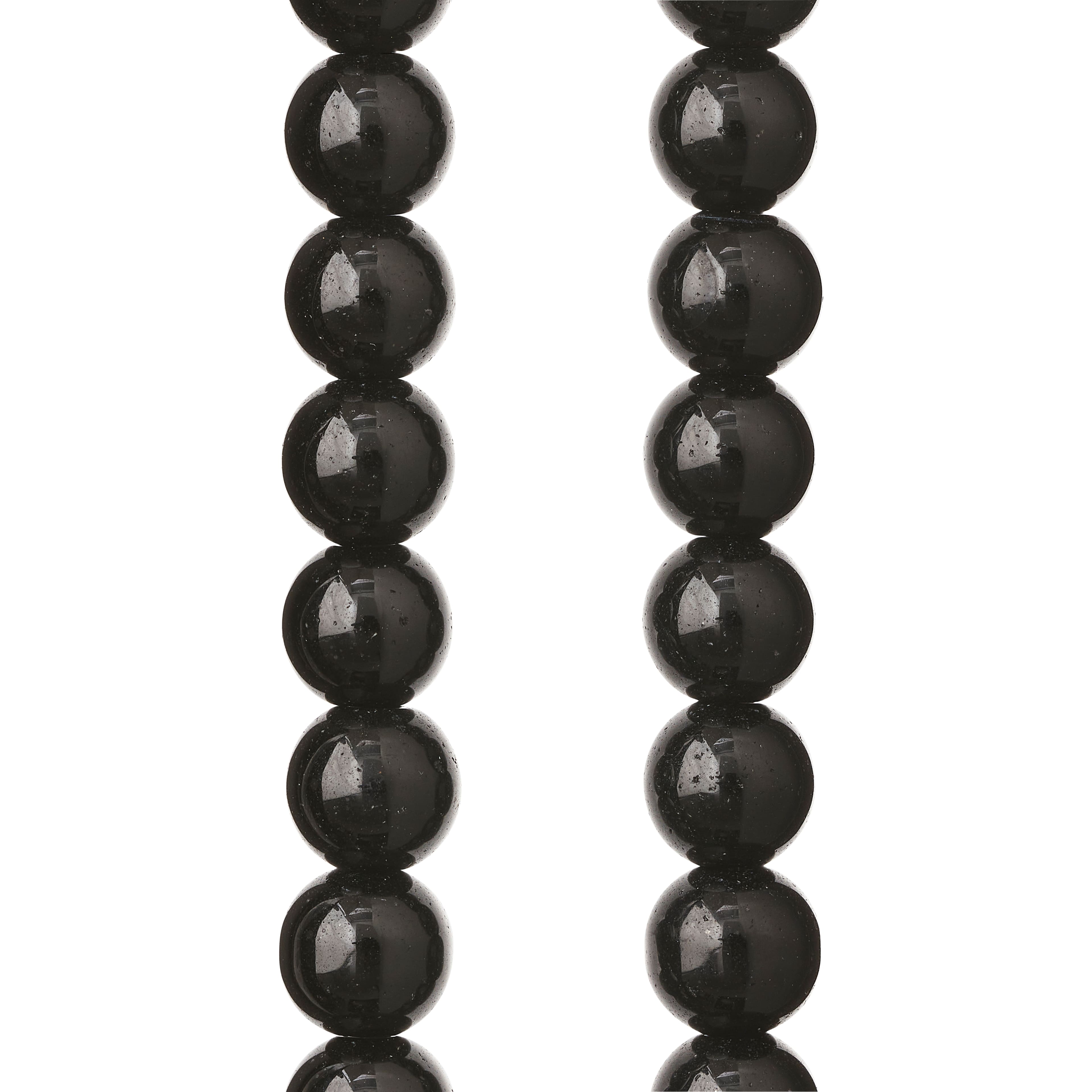 102050 Glass beads 8mm Black-Silver