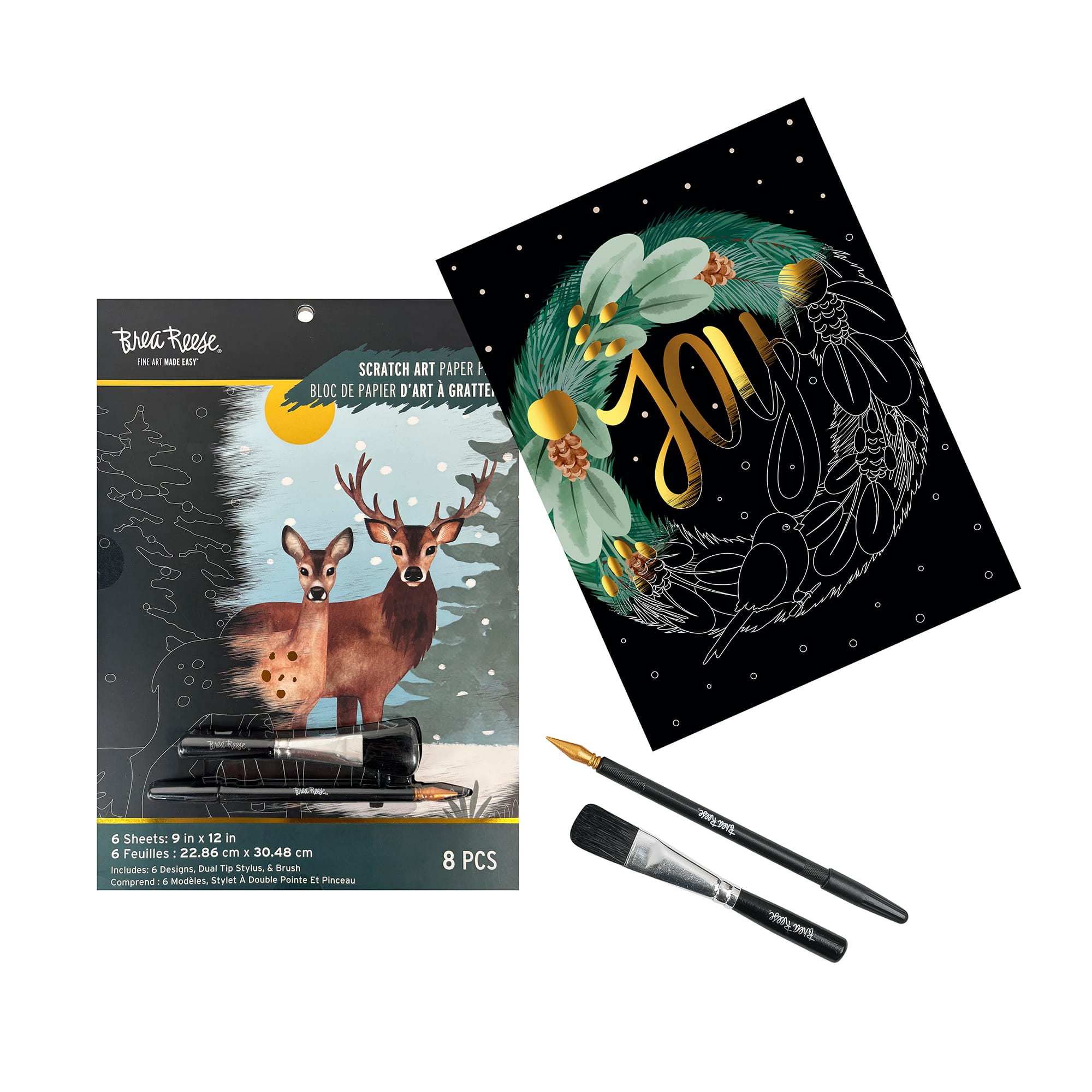 Brea Reese™ 9" x 12" Winter Deer Scratch Art Paper Pad