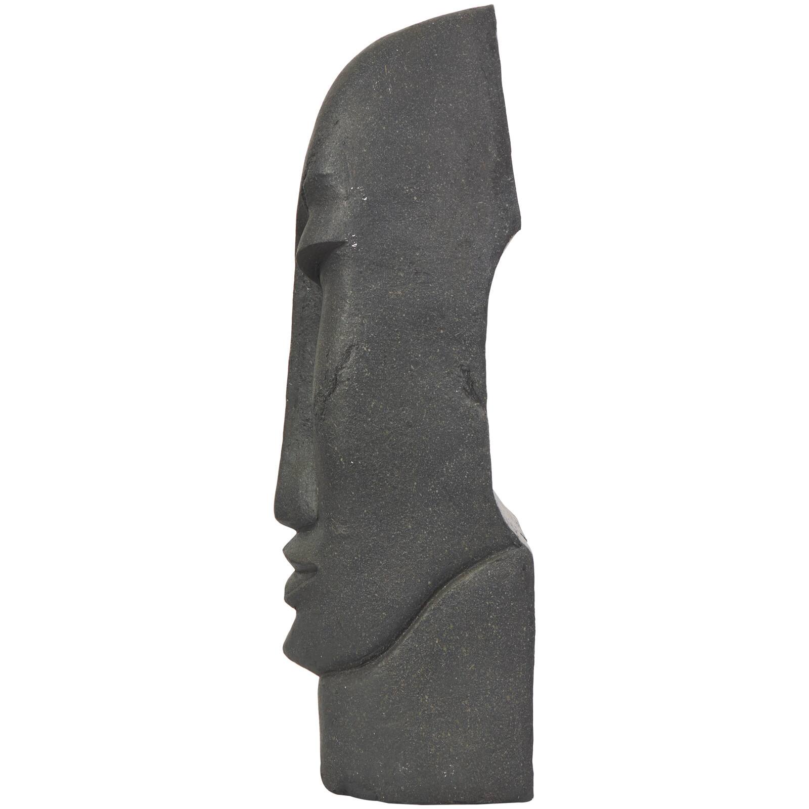 31" Black Tall Distressed Totem Face Sculpture