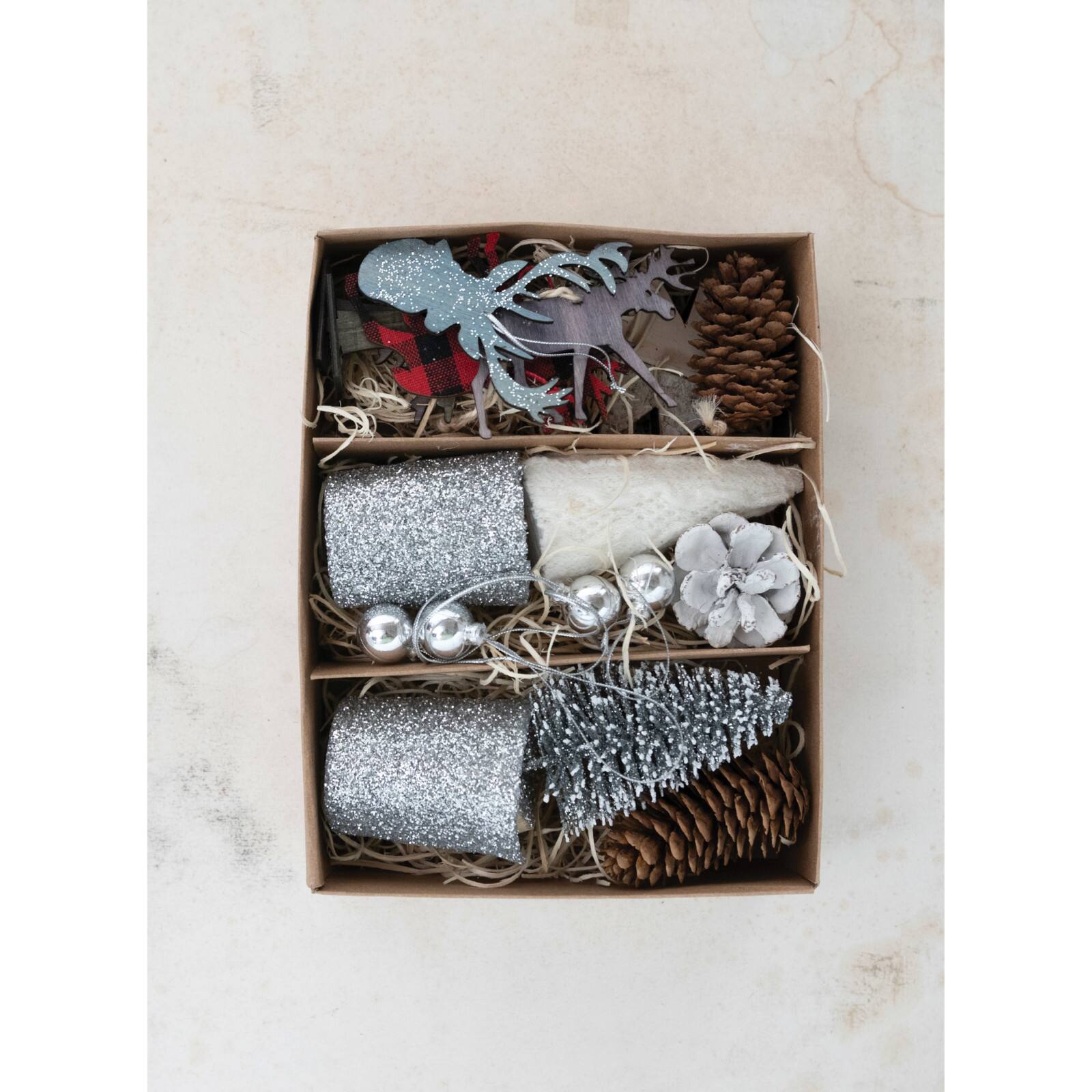 Hello Honey® 17 Piece Glittery Silver Candles & Woodland Icons Candle Garden Kit