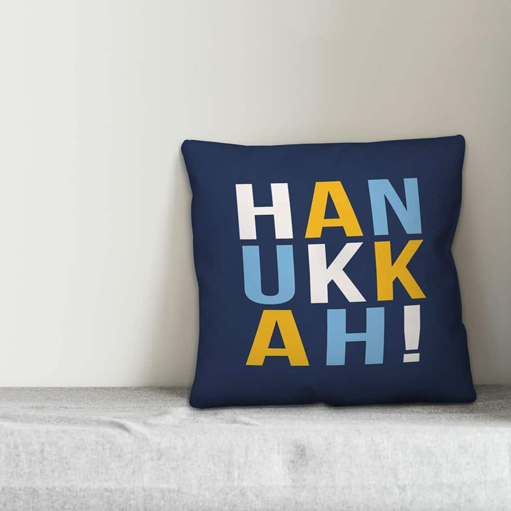 Hanukkah Bold Typography 18x18 Spun Poly Pillow