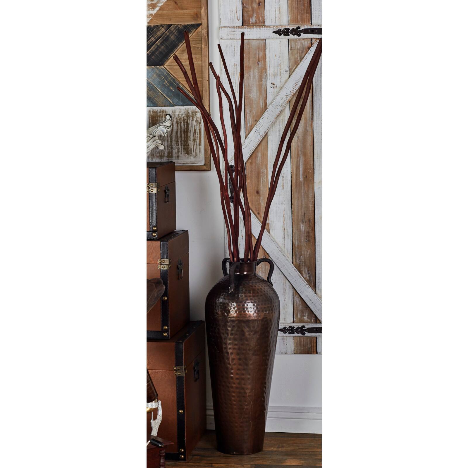 28&#x22; Brown Metal Rustic Vase