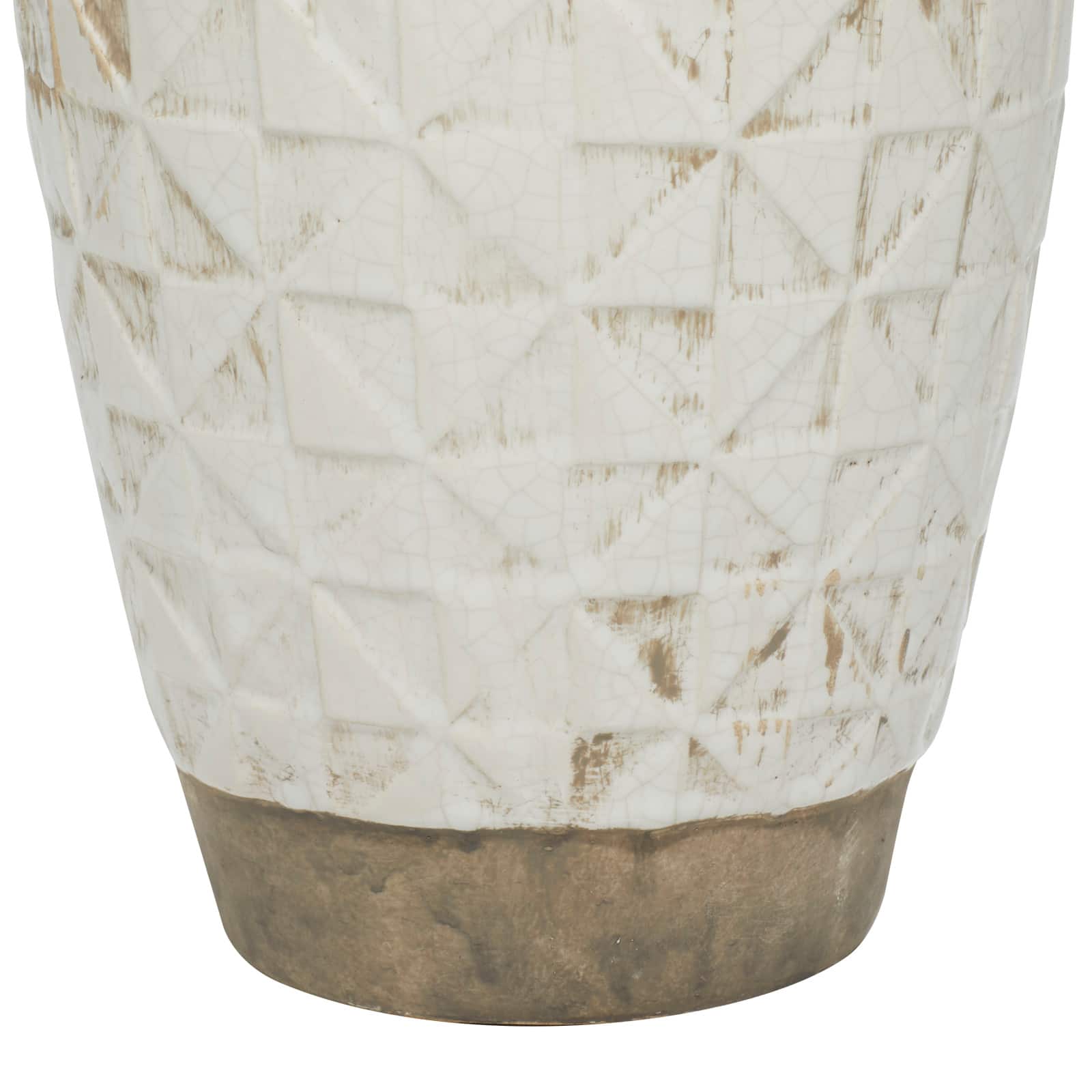 16" White Stoneware Coastal Style Vase