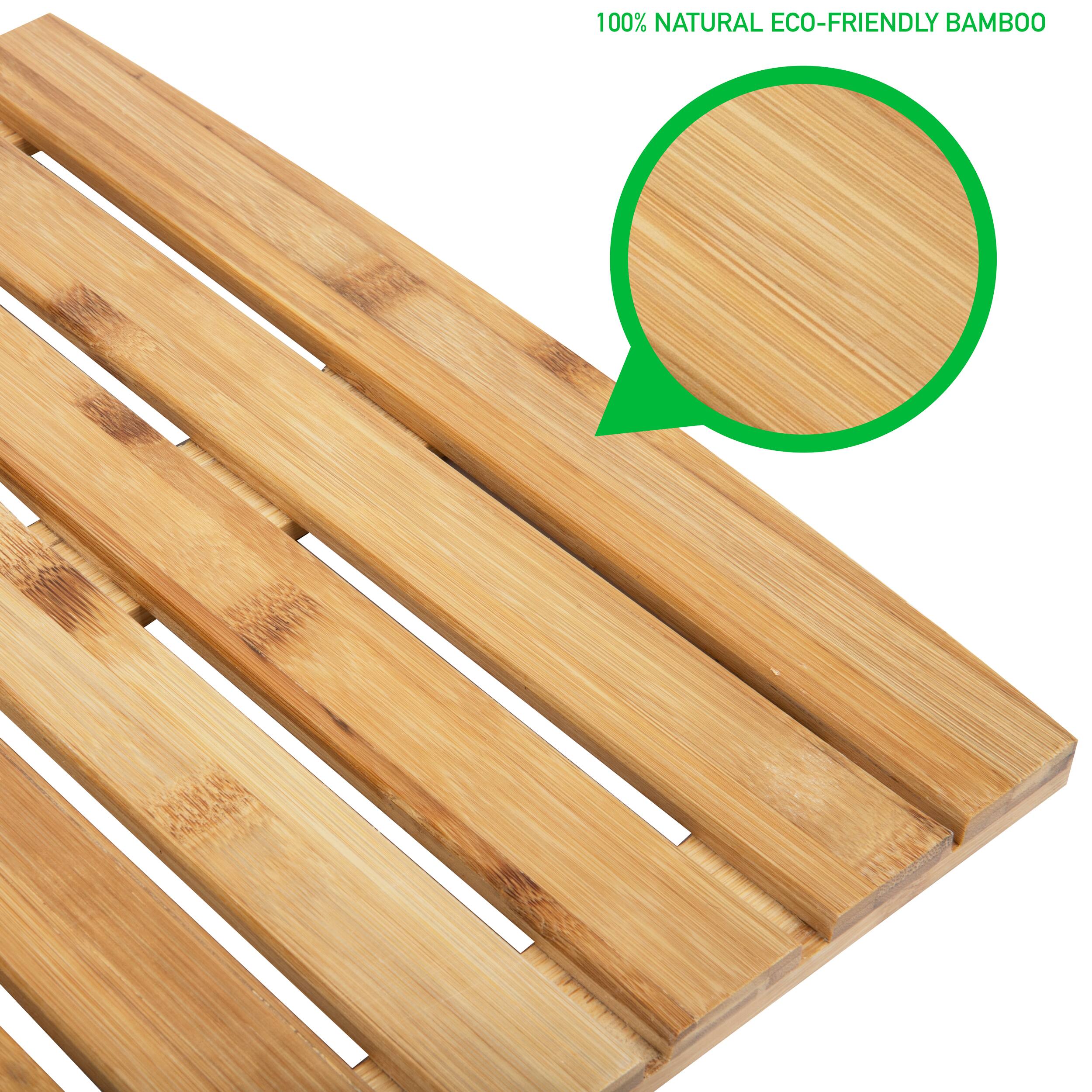 Mind Reader 27" Brown Luxury Bamboo Shower Bath Mat