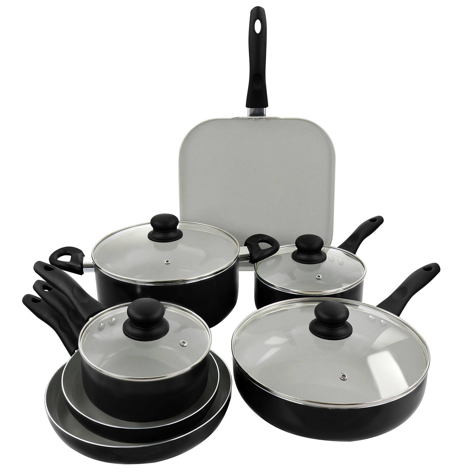 Gibson Home&#xAE; 11-Piece Black Gazebo Ceramic Nonstick Aluminum Cookware Set