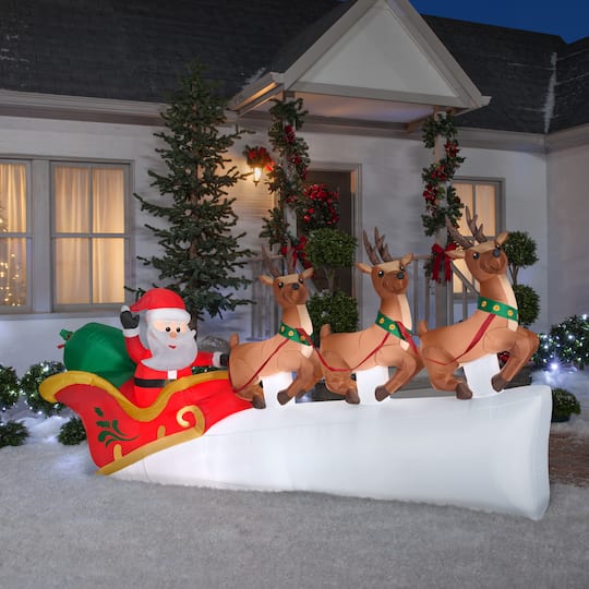 5.5ft. Airblown® Inflatable Santa's Flying Sleigh | Christmas ...