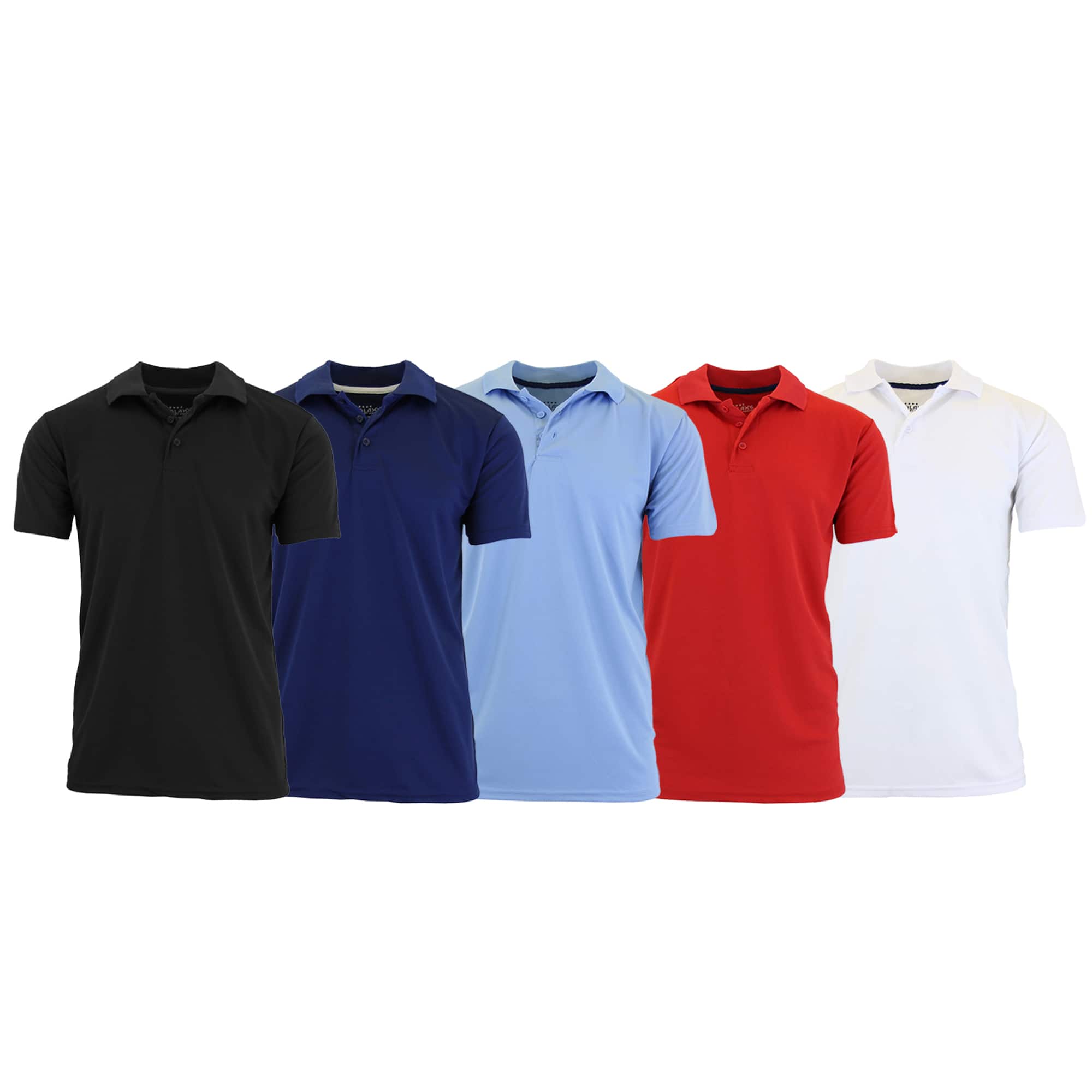Galaxy by Harvic Moisture Wicking Short Sleeve Men&#x27;s Polo Shirt 5 Pack