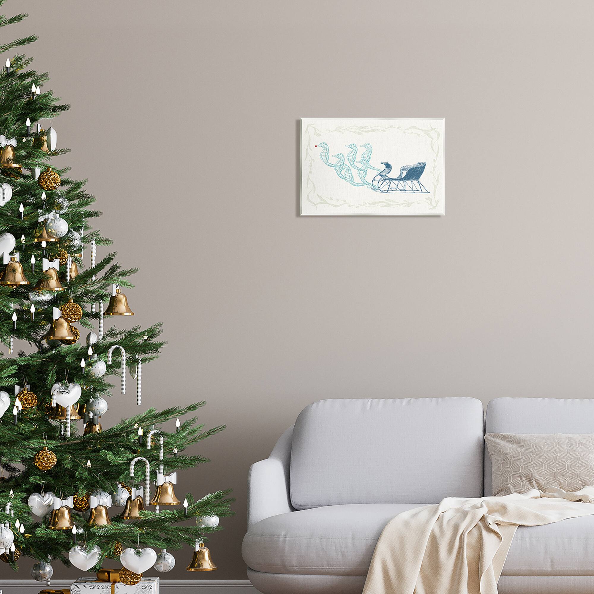 Stupell Industries Seahorse Santa Sled Nautical Christmas Wall Plaque Art