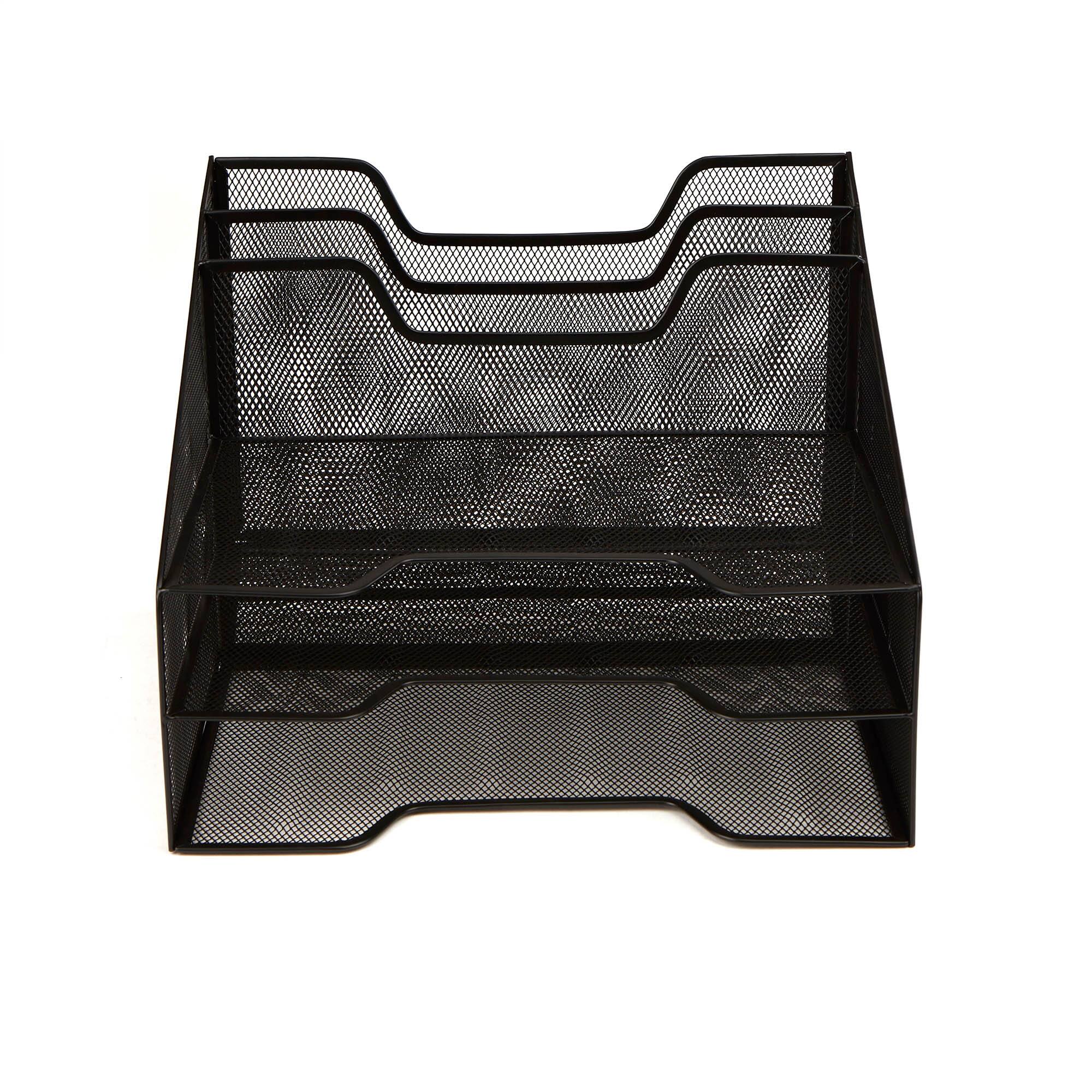 Mind Reader 2 Pack Black 3-Tiered Desk Organizer Tray