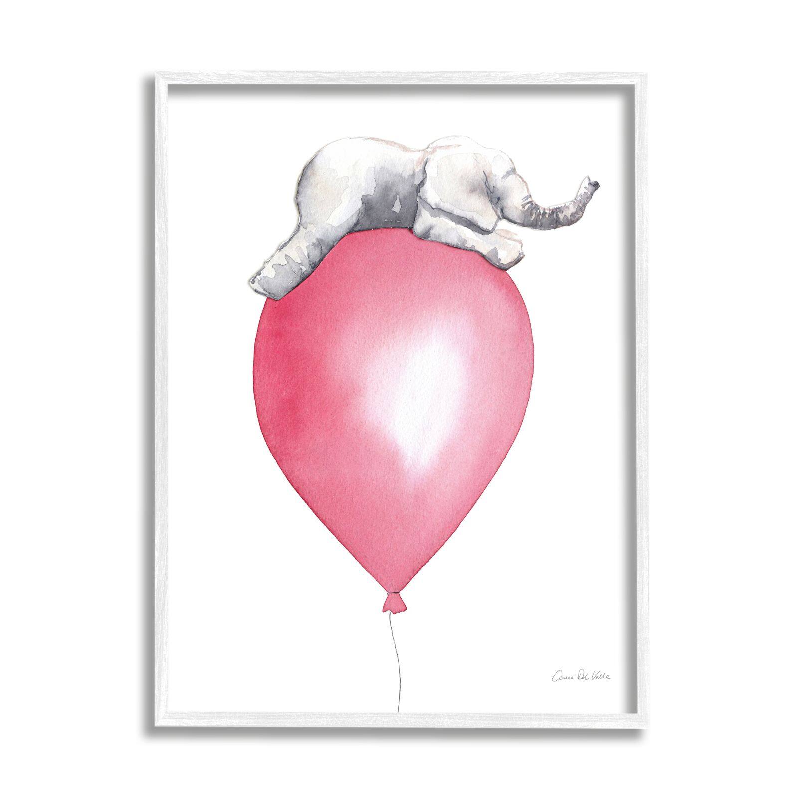 Stupell Industries Kids&#x27; Baby Elephant Sleeping on Large Red Balloon Framed Wall Art