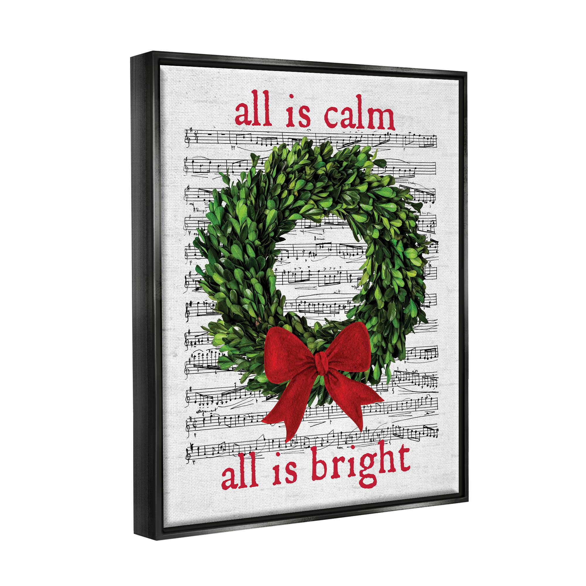 Stupell Industries All Is Calm Christmas Song Framed Floater Canvas Wall Art