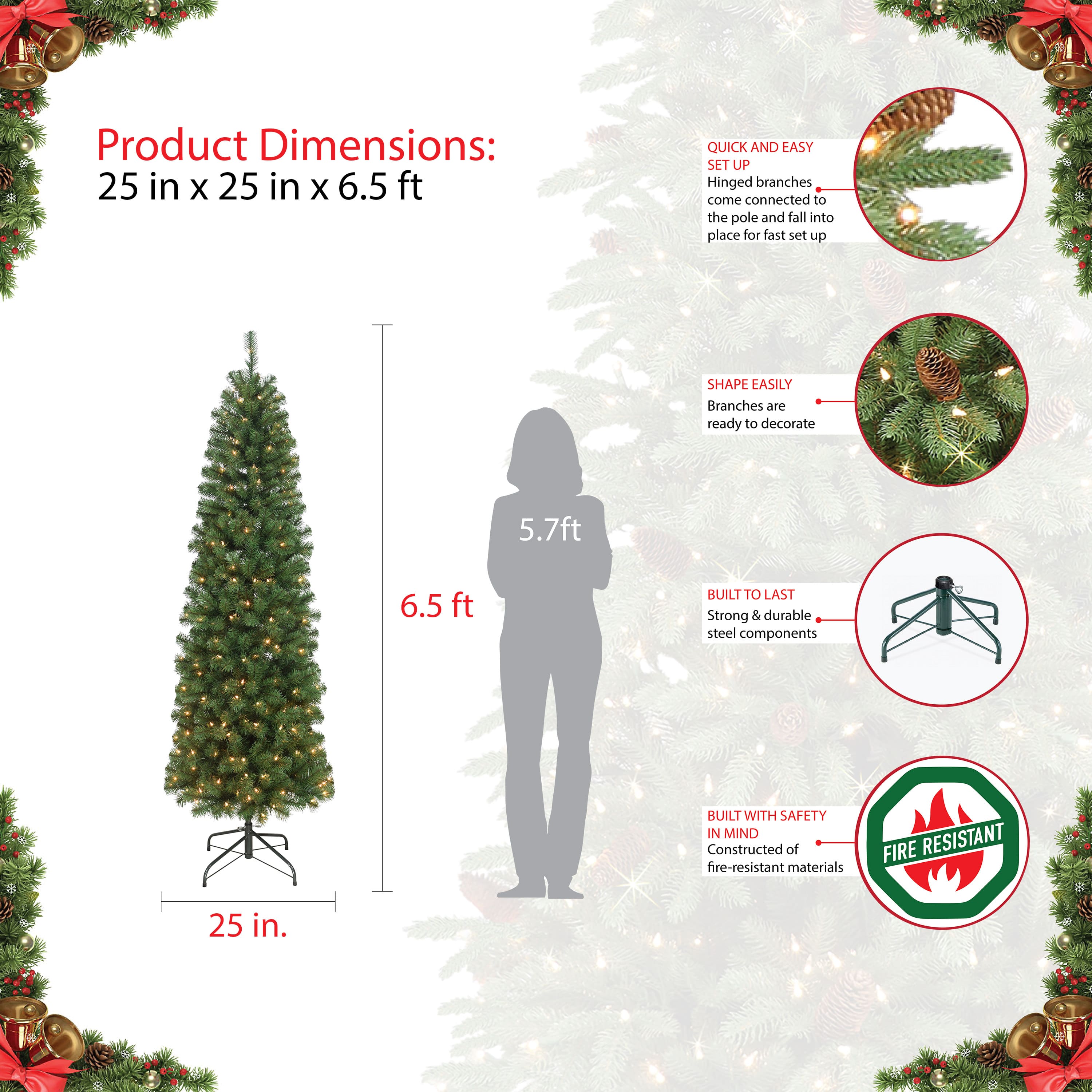 6.5ft. Pre-Lit Northern Fir Artificial Christmas Tree, Clear Lights