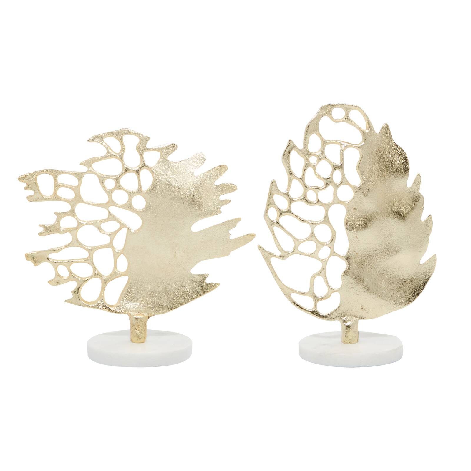 Gold Aluminum Glam Leaf Sculpture Set