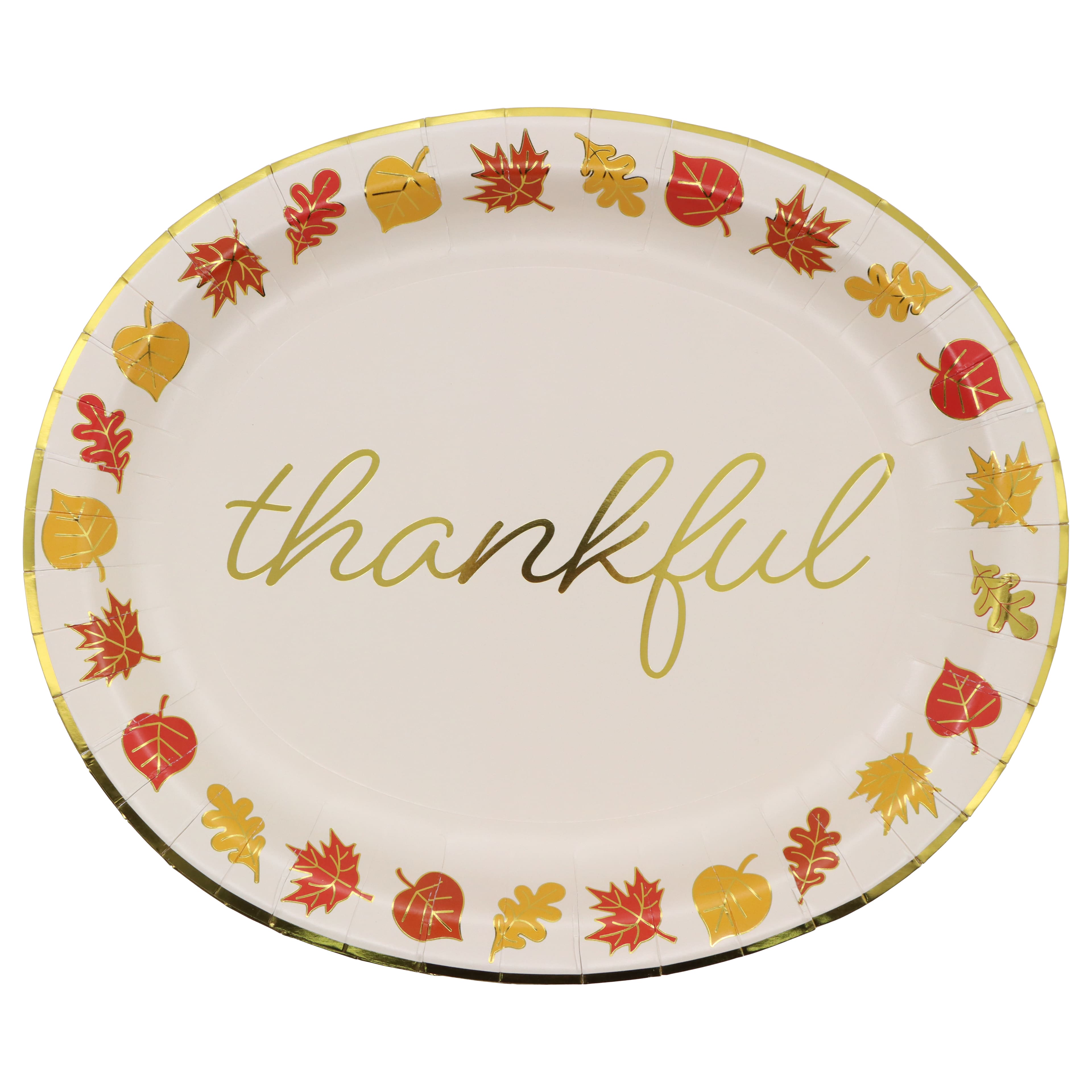 12&#x22; Oval Thankful Leaves Paper Plates, 12ct. by Celebrate It&#x2122;