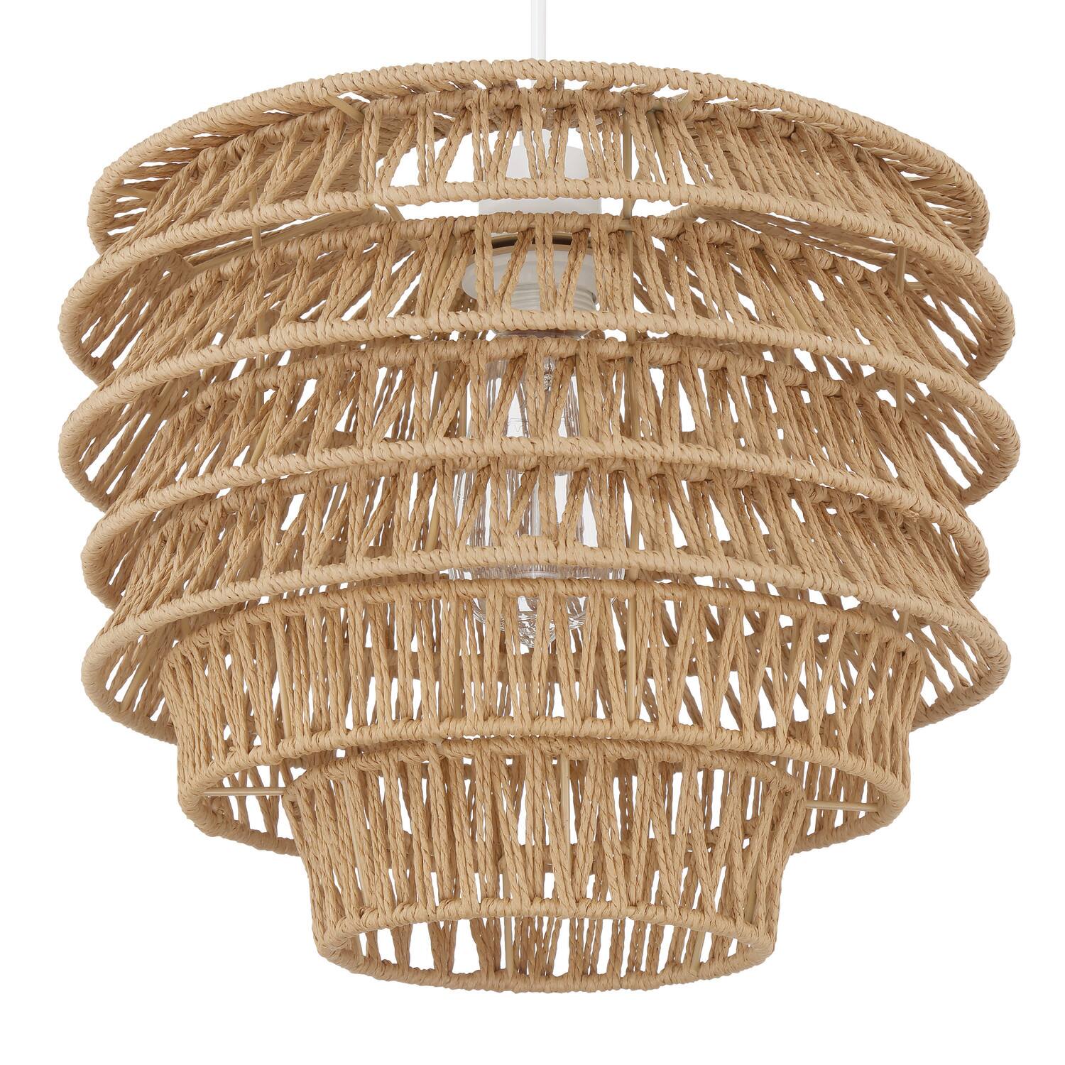 Hello Honey® 15.25" Natural Boho Handwoven Paper Rope & Metal Ceiling Pendant Lamp