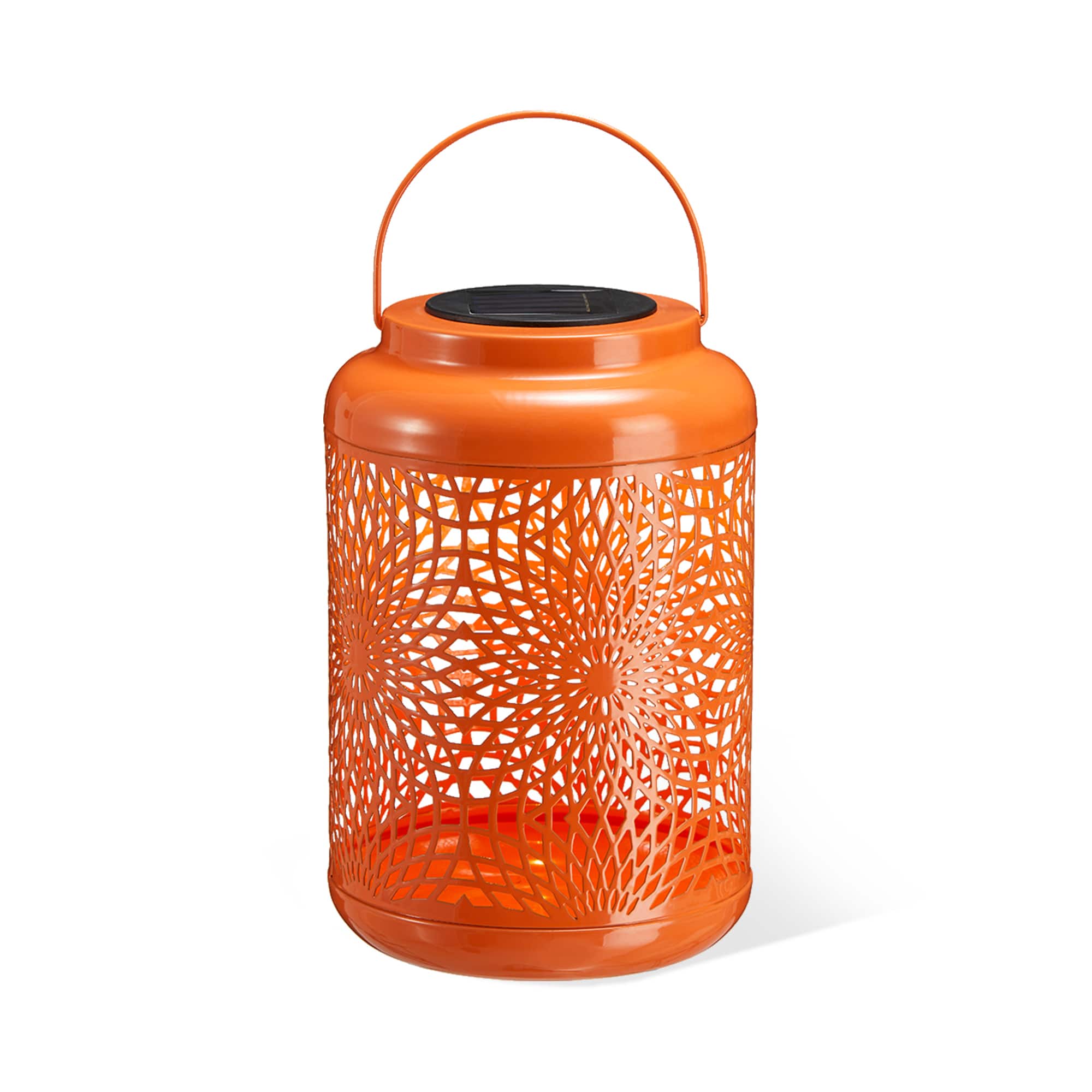 Glitzhome&#xAE; 9&#x22; Cutout Metal Solar Powered Outdoor Hanging Lantern