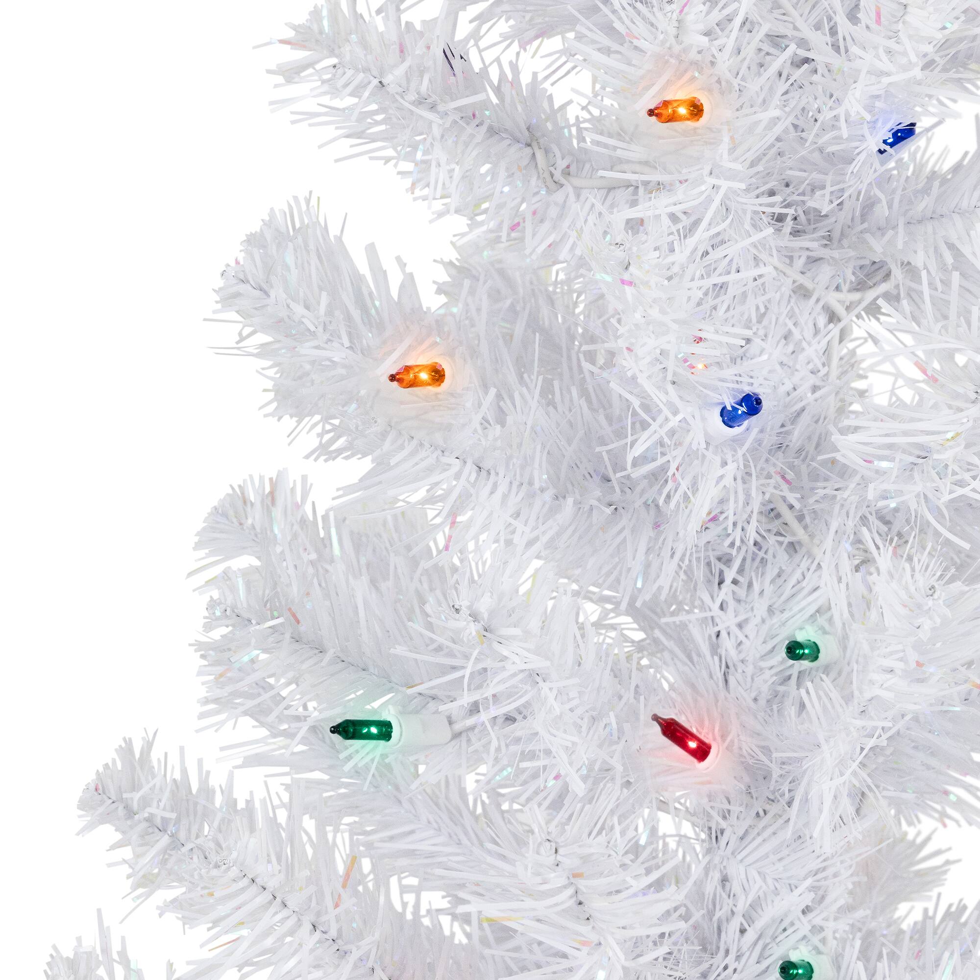 3ft. Pre-lit White Pine Artificial Christmas Tree, Multicolor Lights