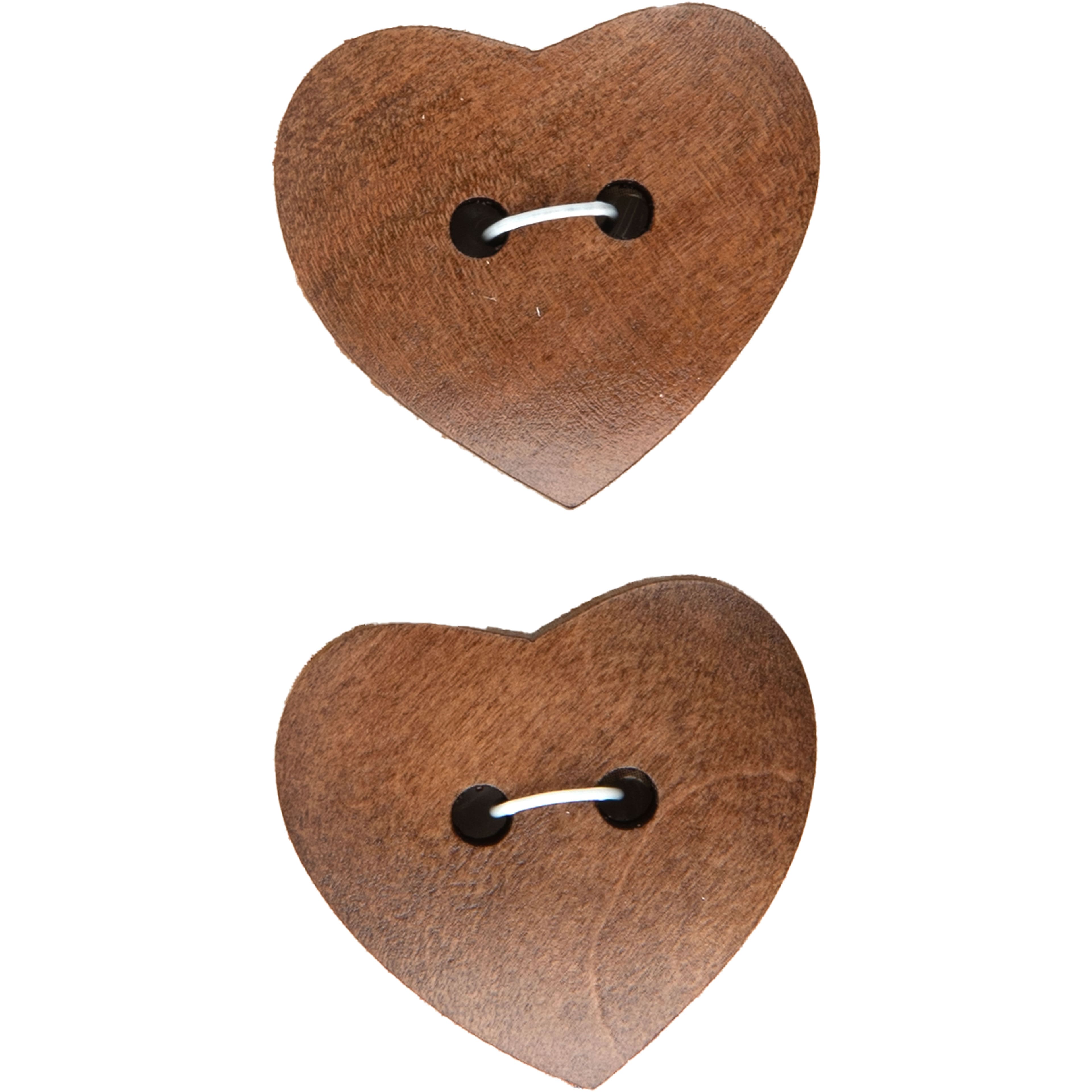 Organic Elements 1" Heart-Shaped Light Brown Wood Buttons, 2ct.