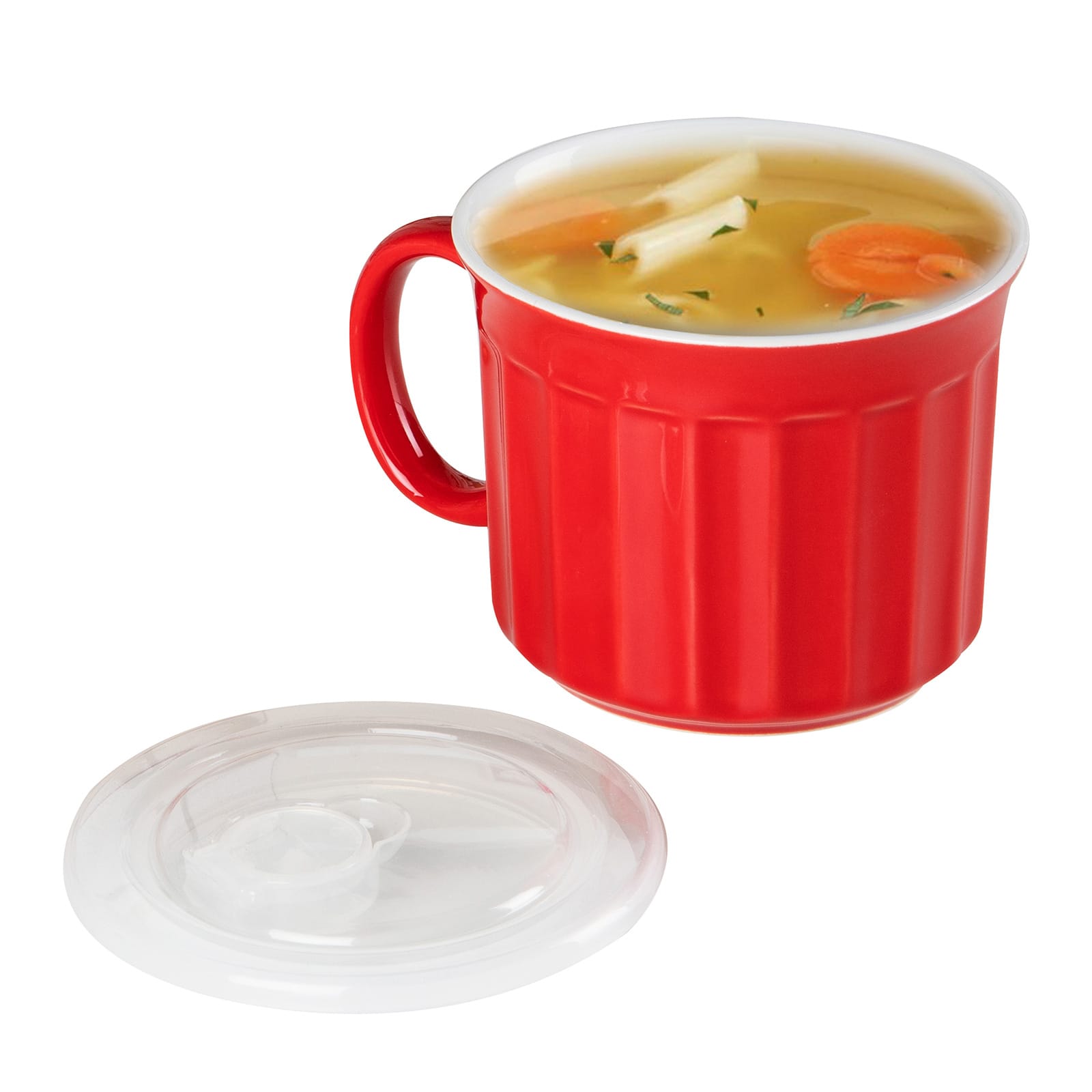 Mind Reader Vented Soup Mug, Stoneware Ceramic Microwave Cup with Handle,  Lid, Dishwasher Safe, Holds 22 Oz., High-Gloss Exterior, Blue 