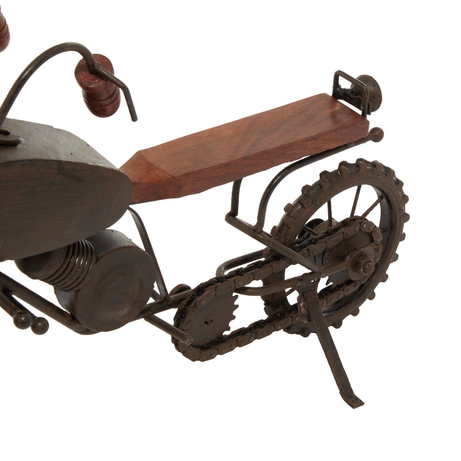 16&#x22; Black Metal Traditional Motorcycle Sculpture