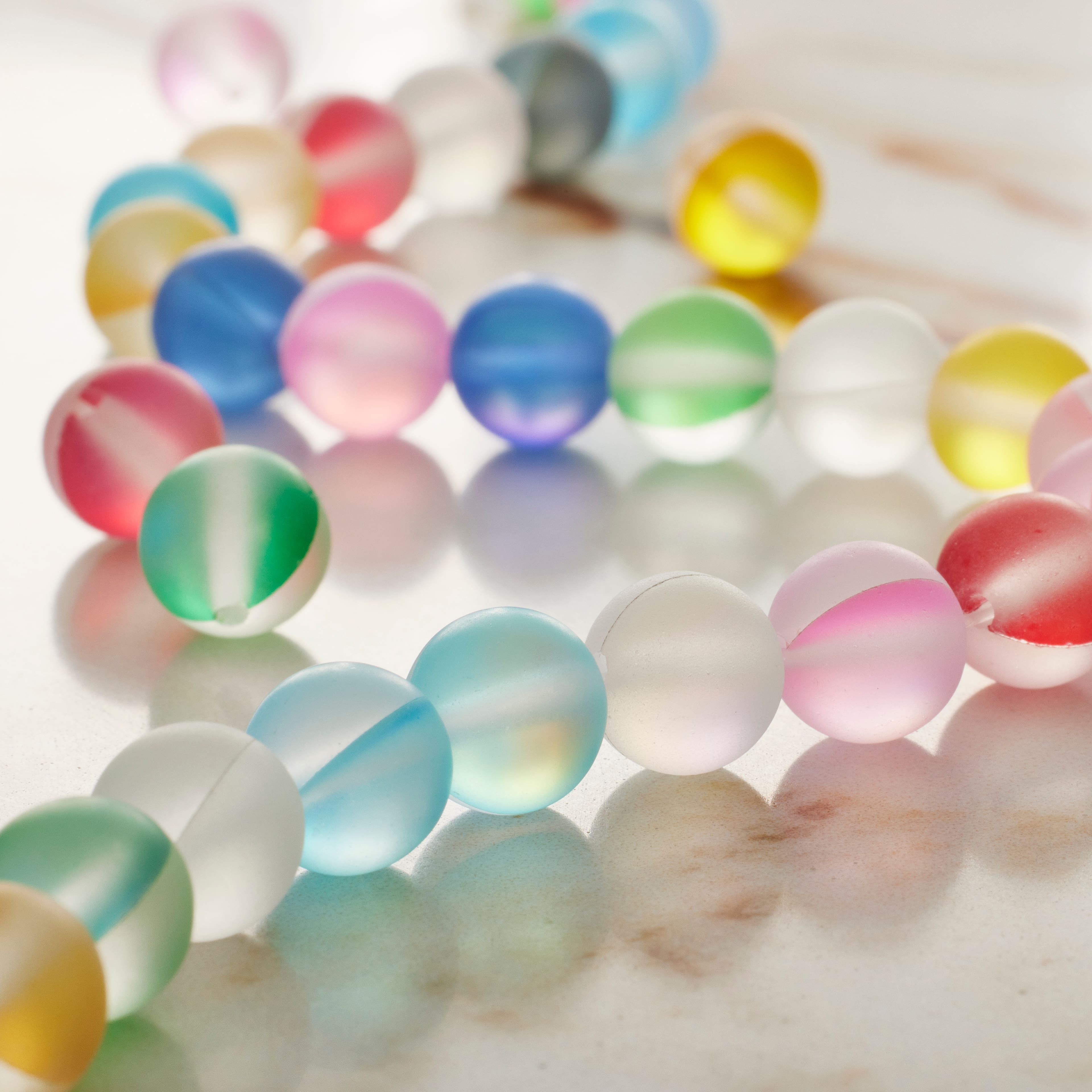 Multicolor Matte Glass Round Beads by Bead Landing&#x2122;