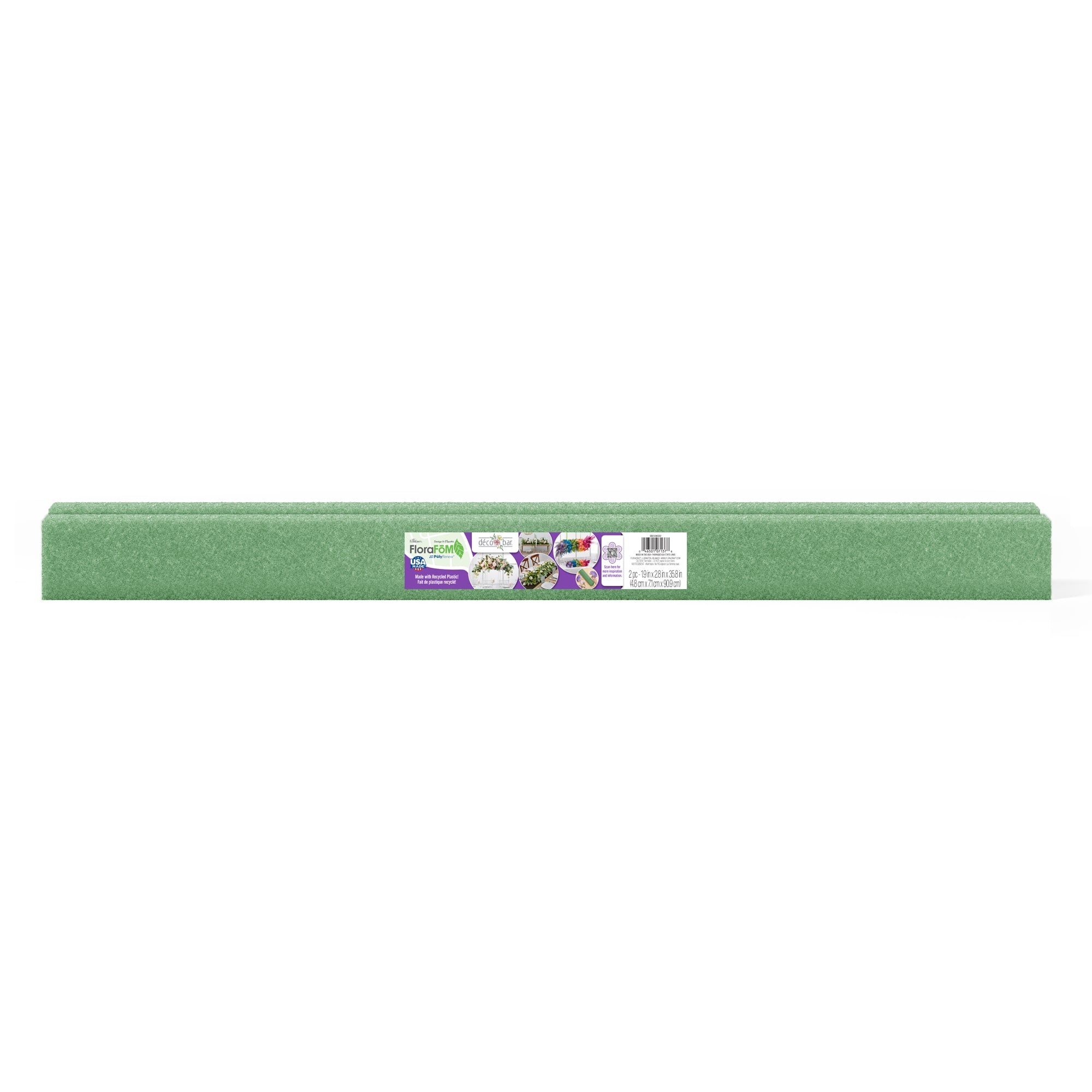 FloraCraft&#xAE; FloraF&#x14D;M&#xAE; 35.75&#x22; x 2&#x22; x 2.75&#x22; Green D&#xE9;coBar&#x2122; Foam Blocks, 2ct.