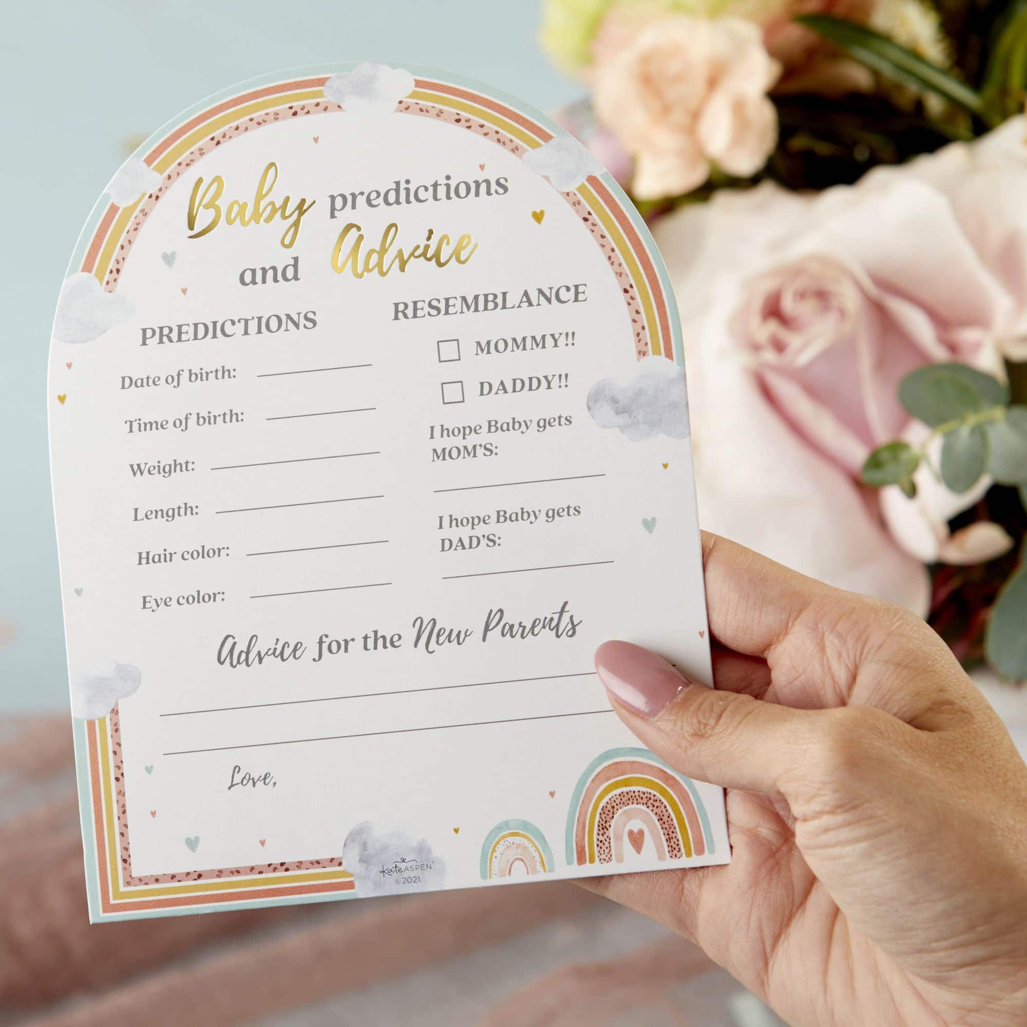 Kate Aspen Boho Rainbow Baby Advice Card & Baby Shower Game Set