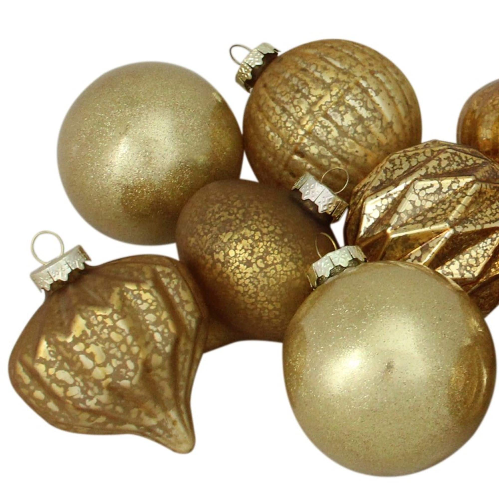 12ct. 3-Finish Shades of Gold Glass Ornaments