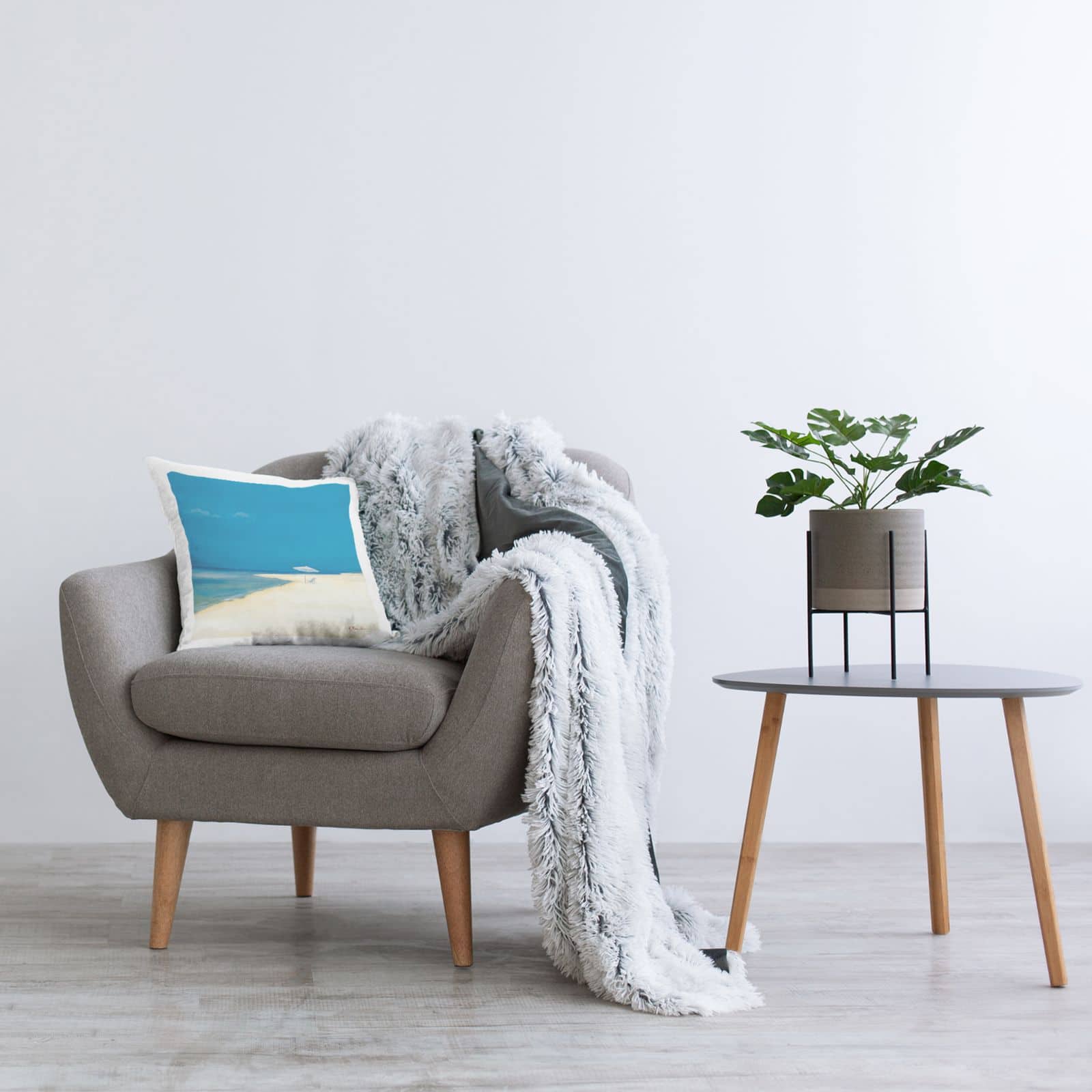 Stupell Industries Relaxing Beach Scene Clear Summer Day Throw Pillow, 18" x 18"