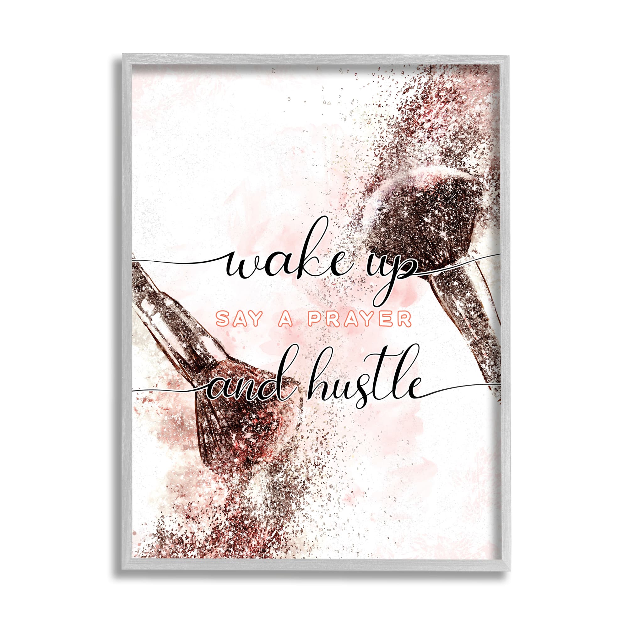 Stupell Industries Say a Prayer & Hustle Wall Art in Gray Frame