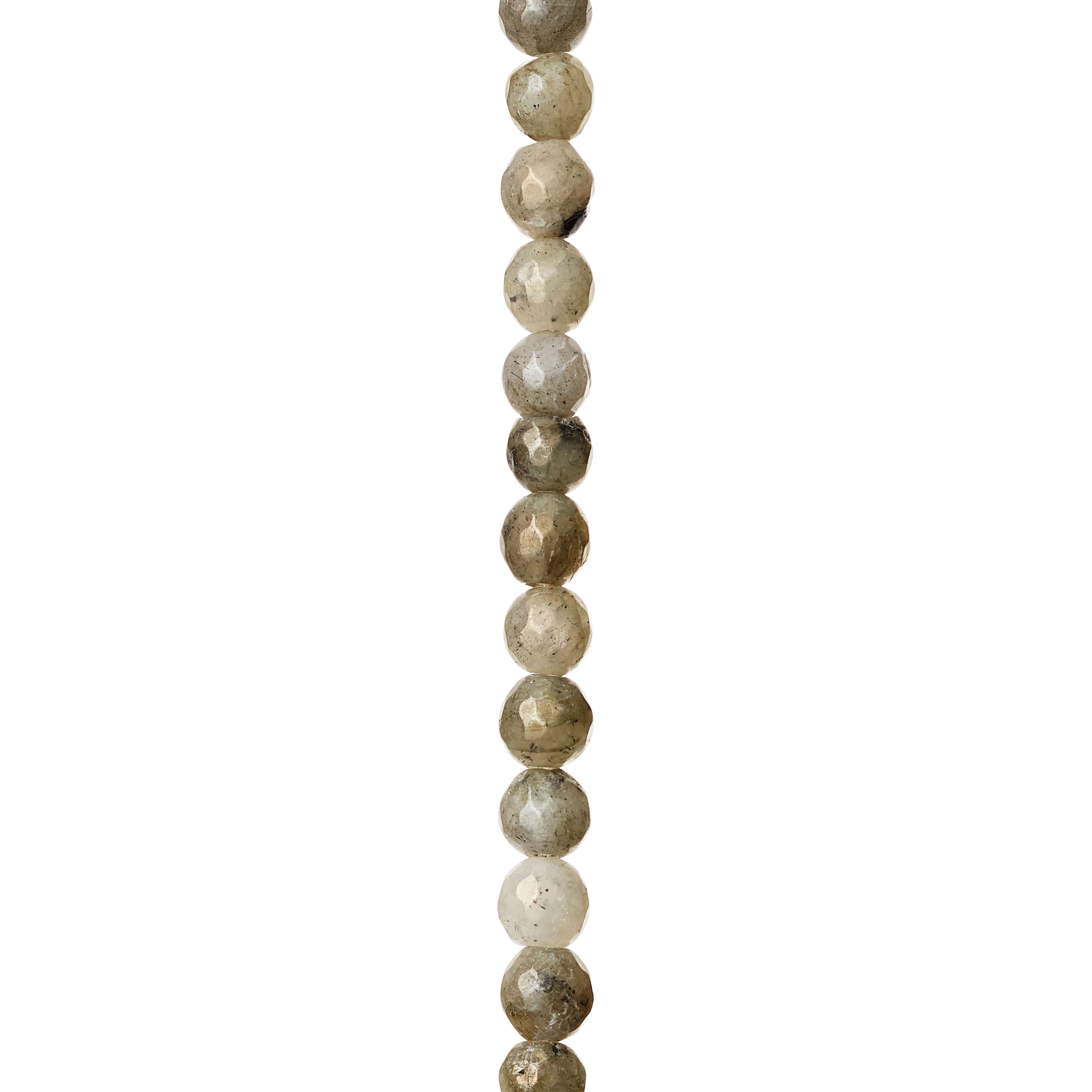 White Labradorite Silverite Facted Round Beads by Bead Landing®, 6mm